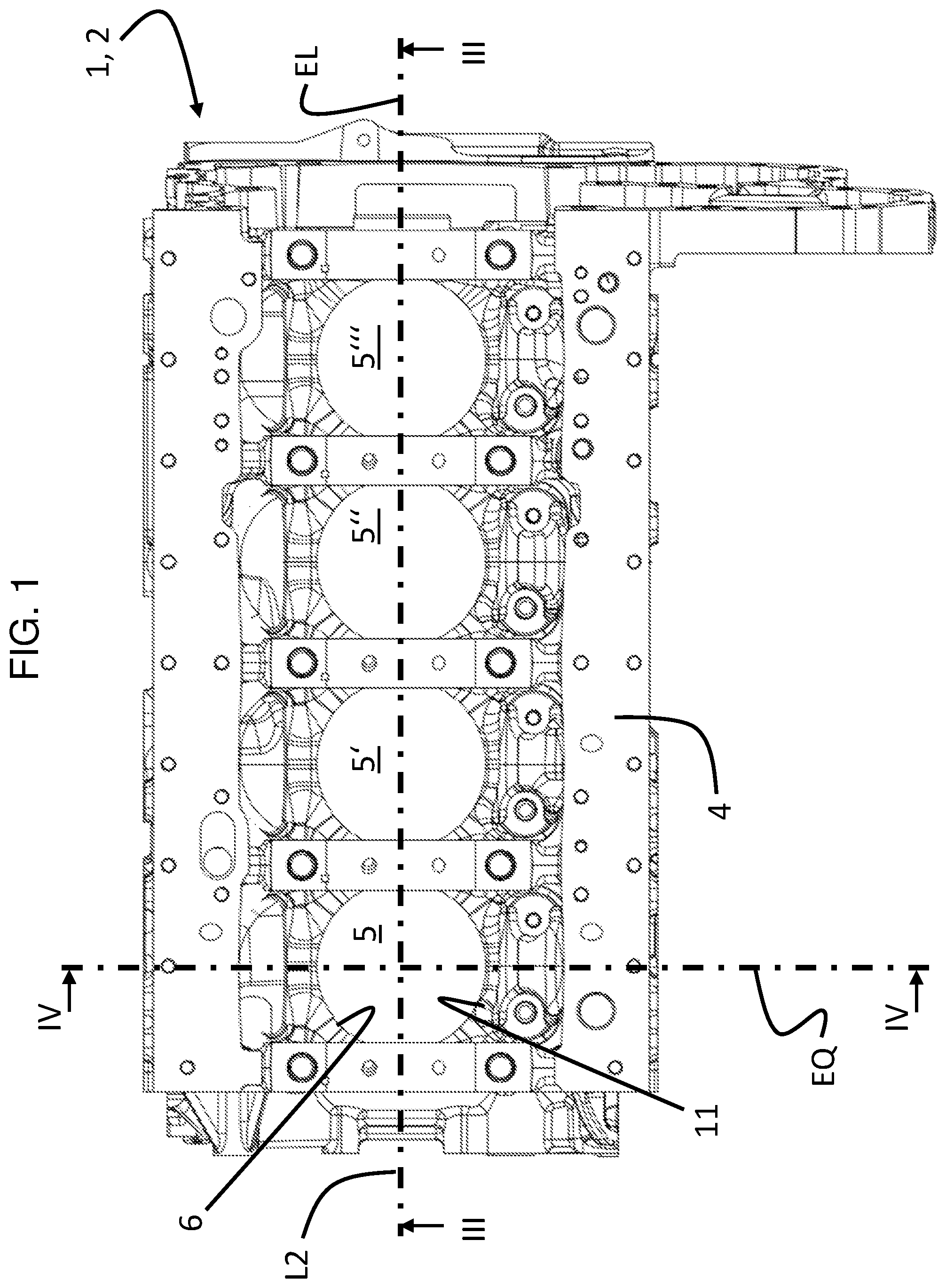 Patent US12460599 Figure 1 – Crankcase and internal combustion engine with such a crankcase