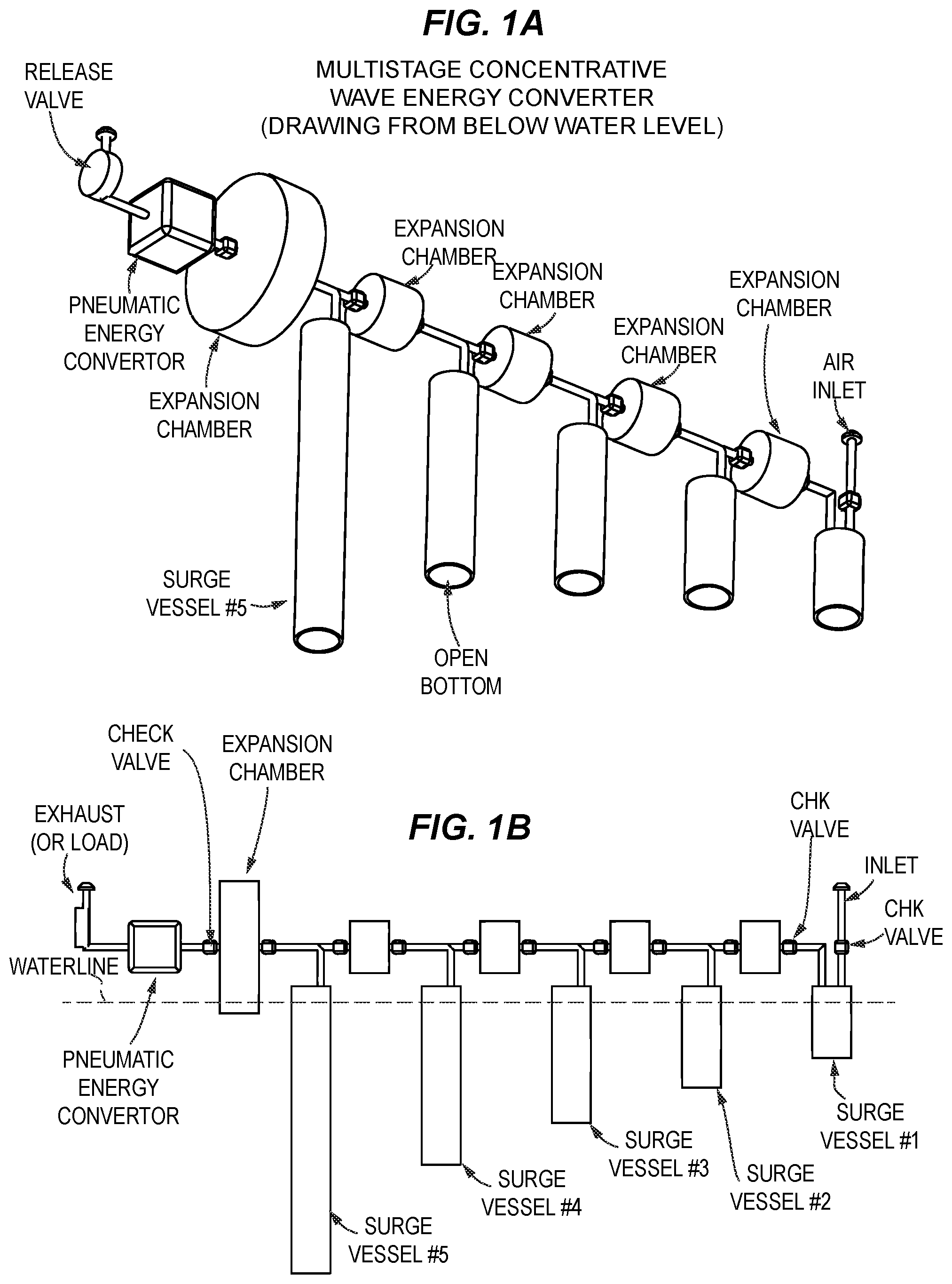 Patent US12460614 — Multistage concentrative wave energy rectifier — Figure 1