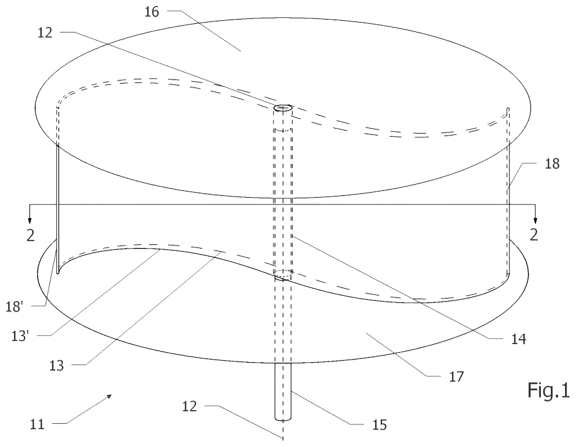 Patent US12460617 — Transverse-axis torque turbine — Figure 1