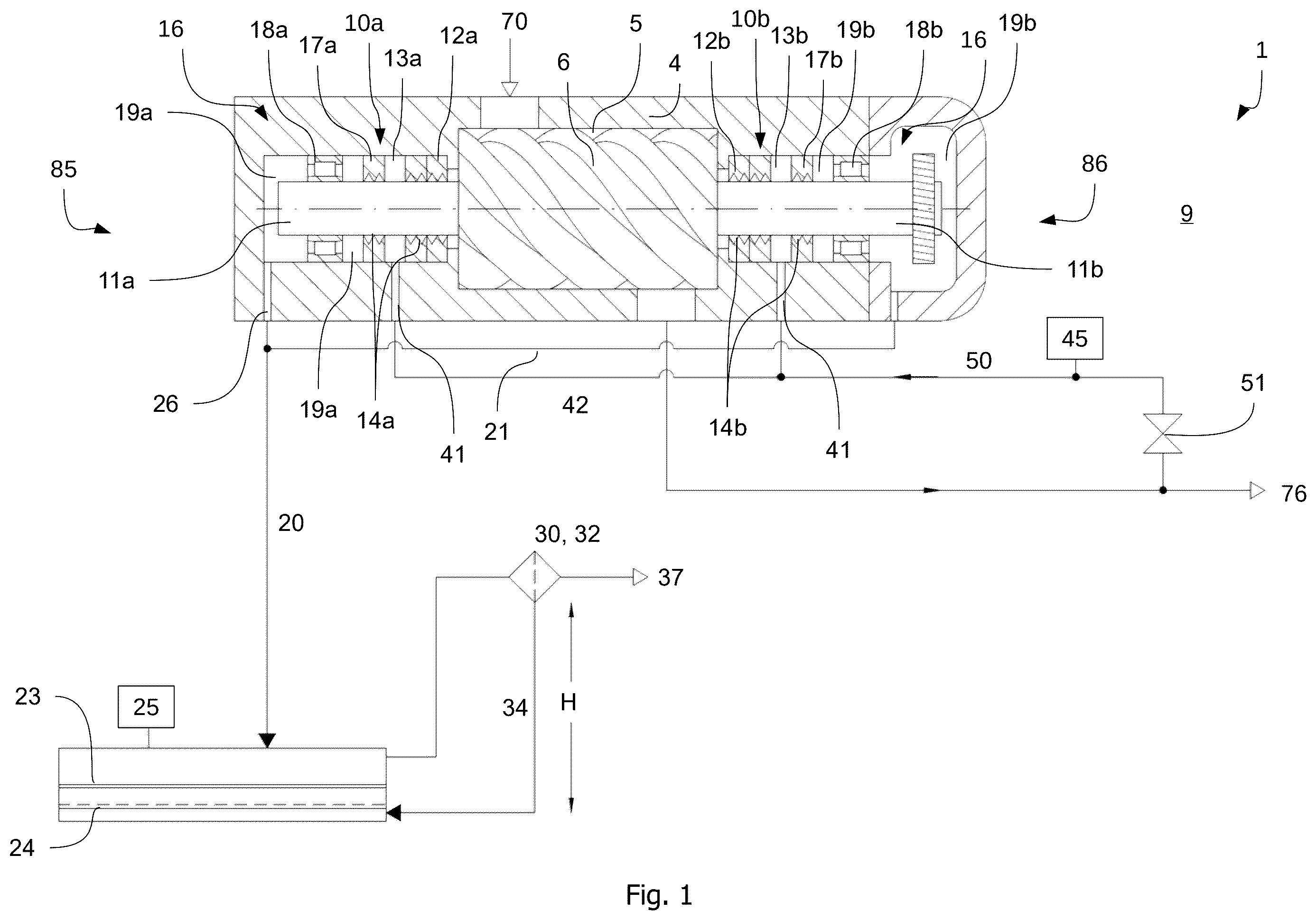Patent US12460643 — Dry-compression compressor and method for oil separation for a dry-compression compressor — Figure 1