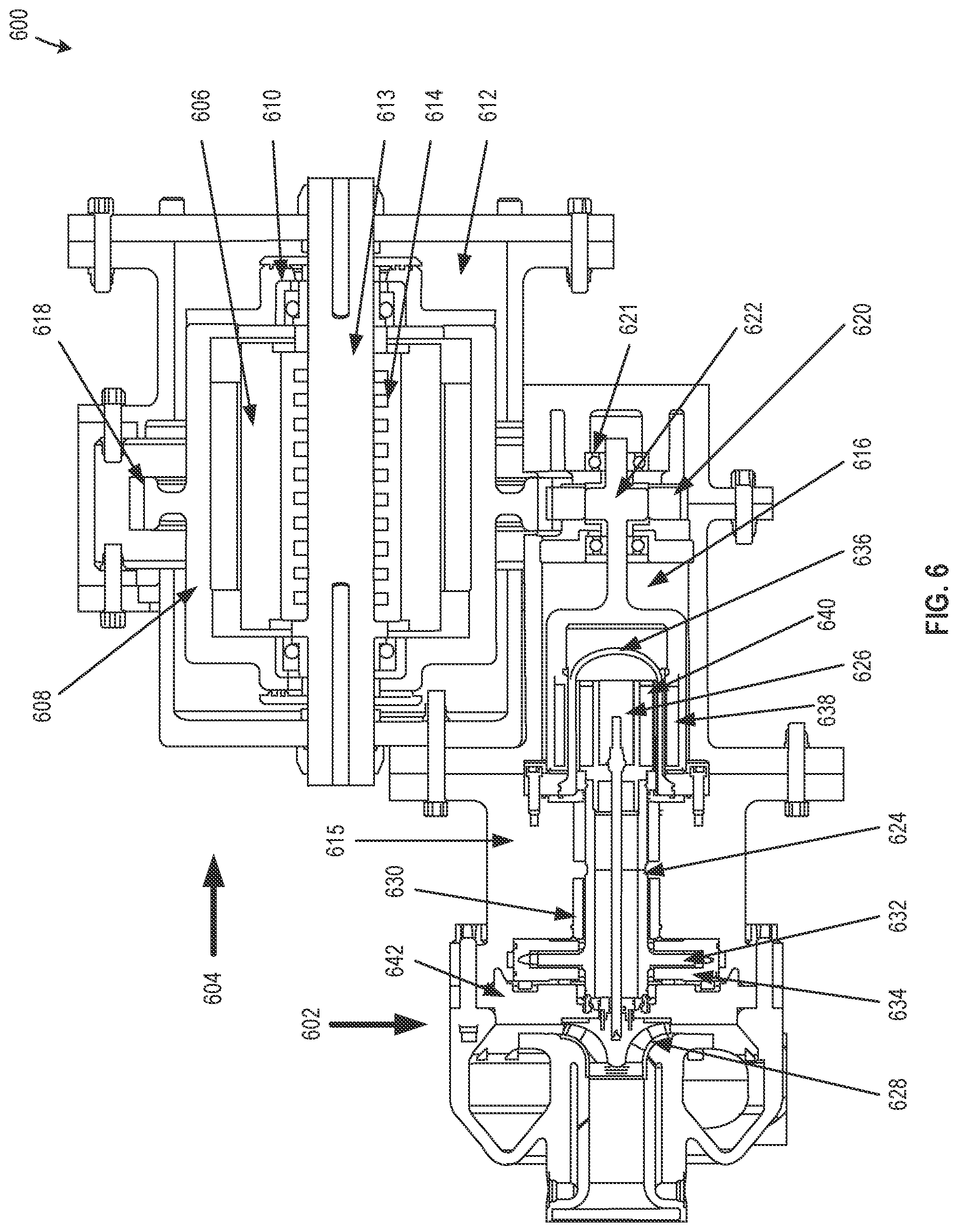Patent US12460647 Figure 6 – Integrated bearing systems for dynamically supporting shafts in pump systems