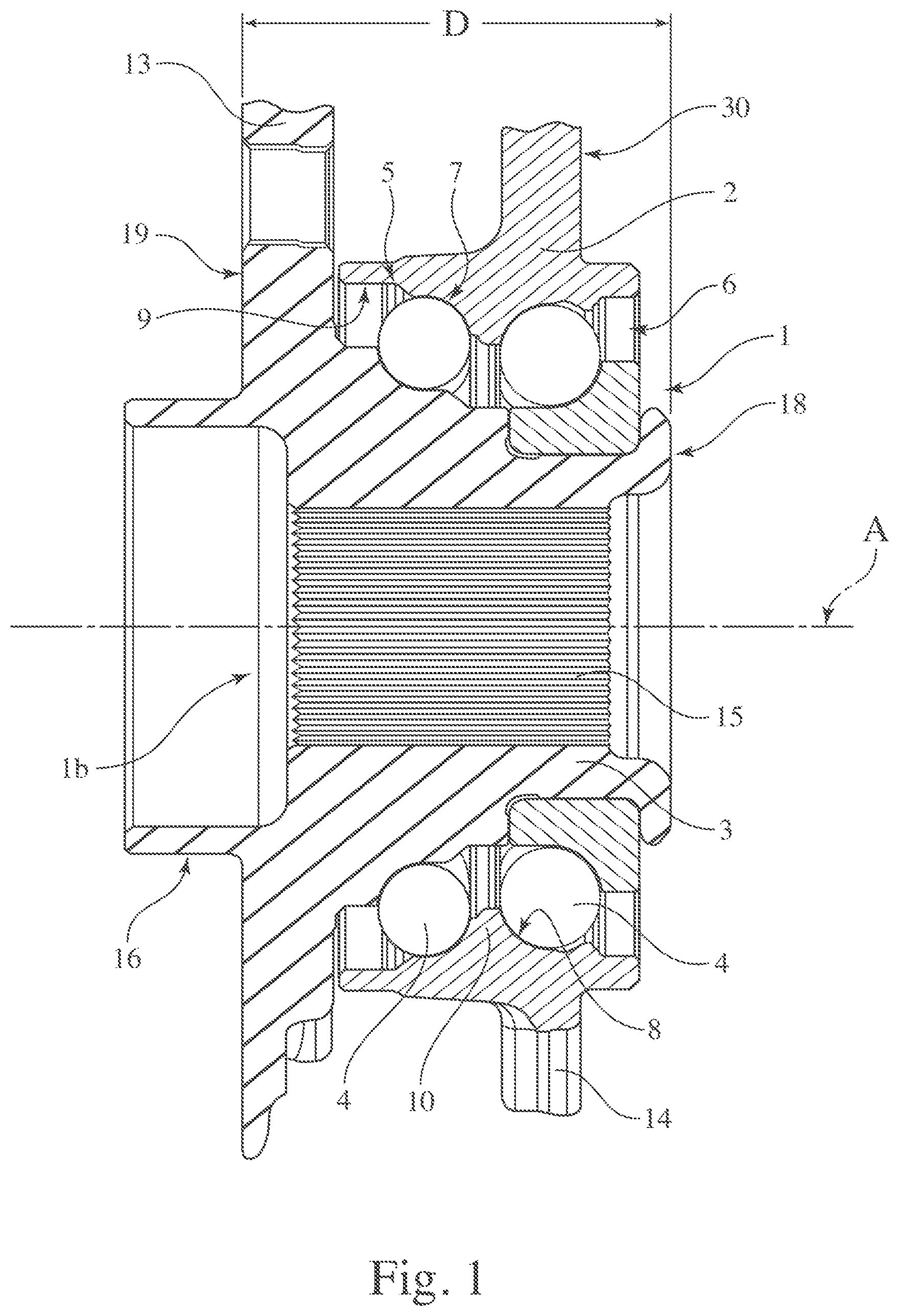 Patent US12460676 — Roller bearing having radially inner raceways with an optimized profile and associated radially outer ring of a bearing — Figure 1