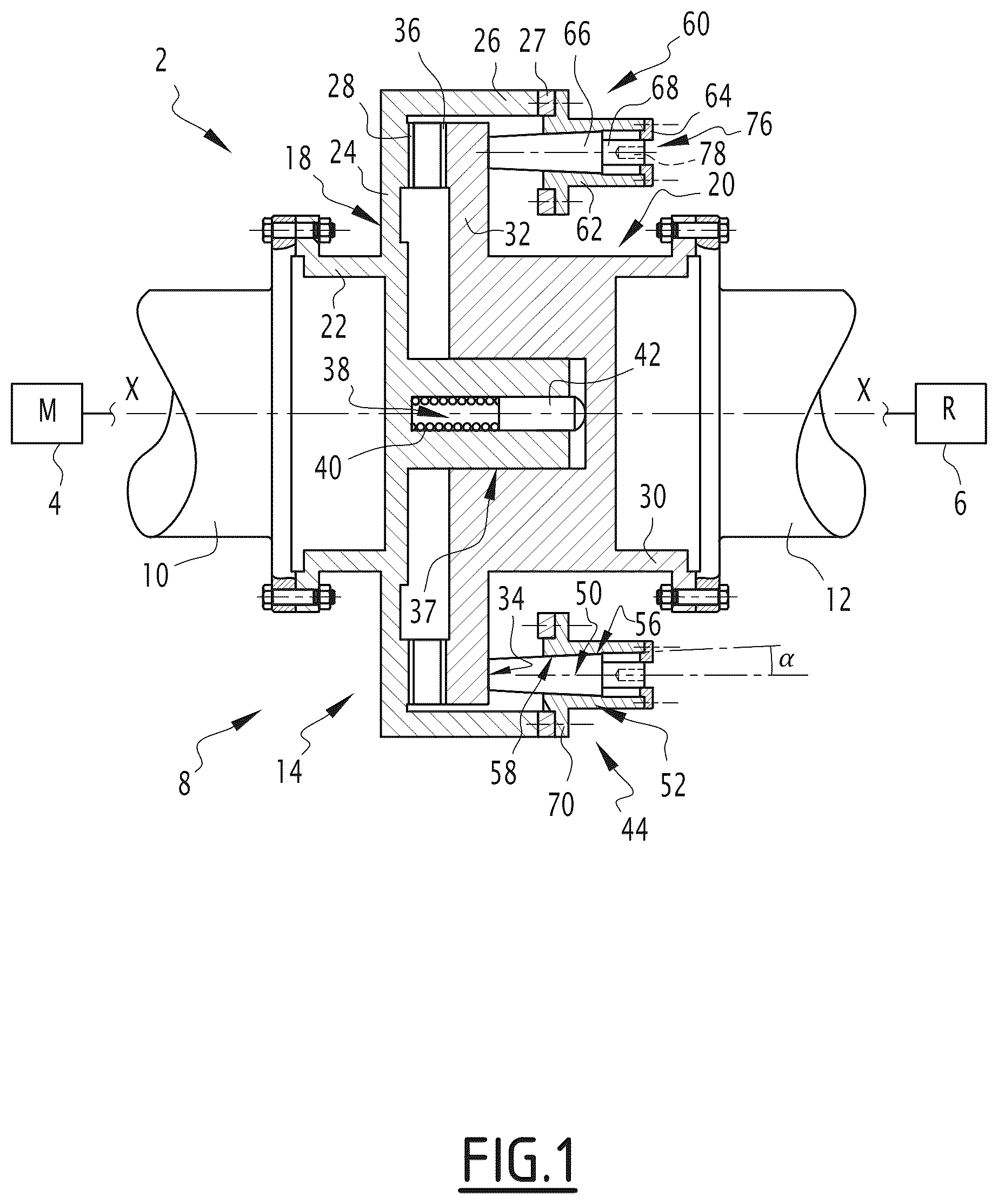 Patent US12460683 — Torque limiter, corresponding transmission assembly and use — Figure 1