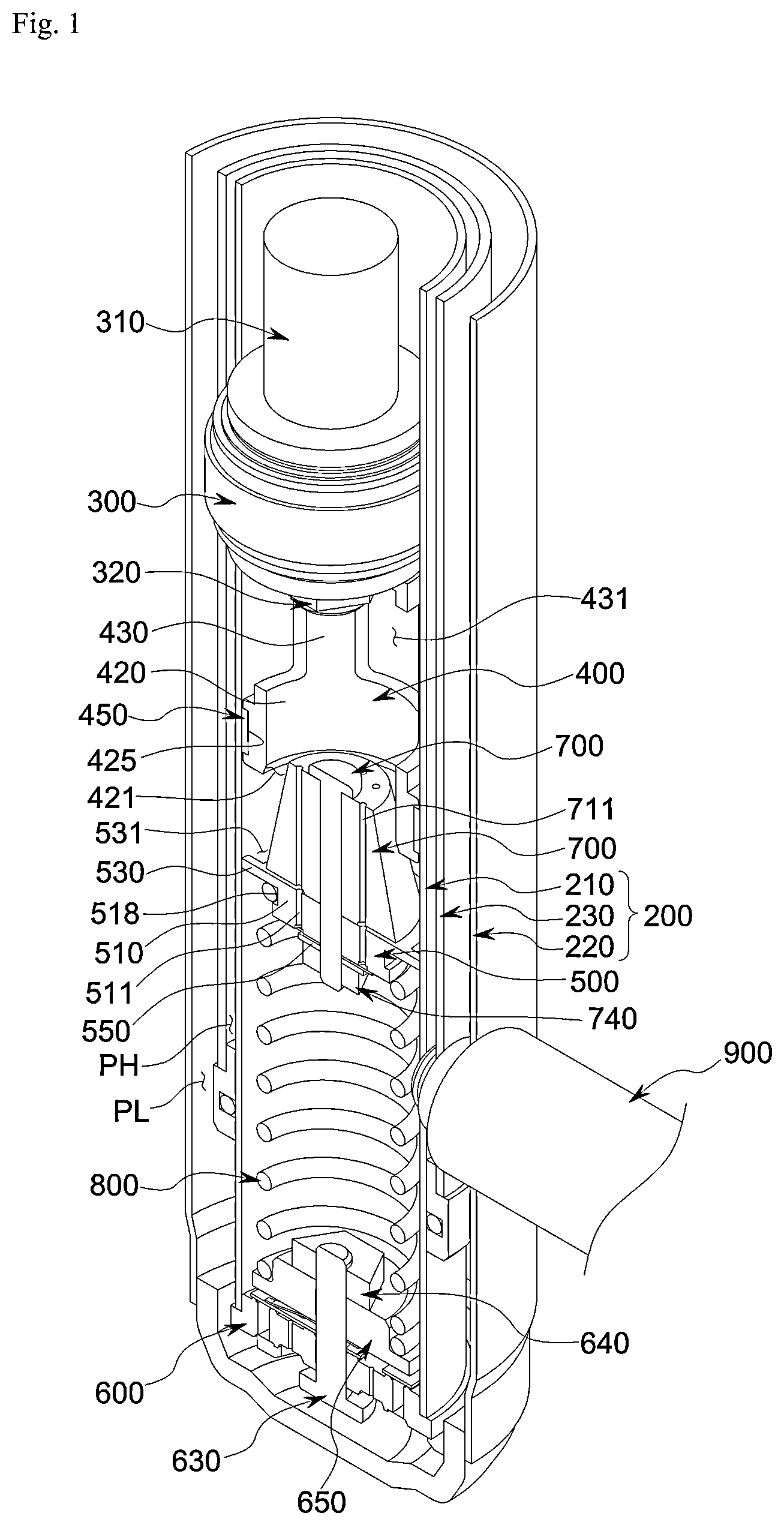 Patent US12460695 Figure 1 – Shock absorber