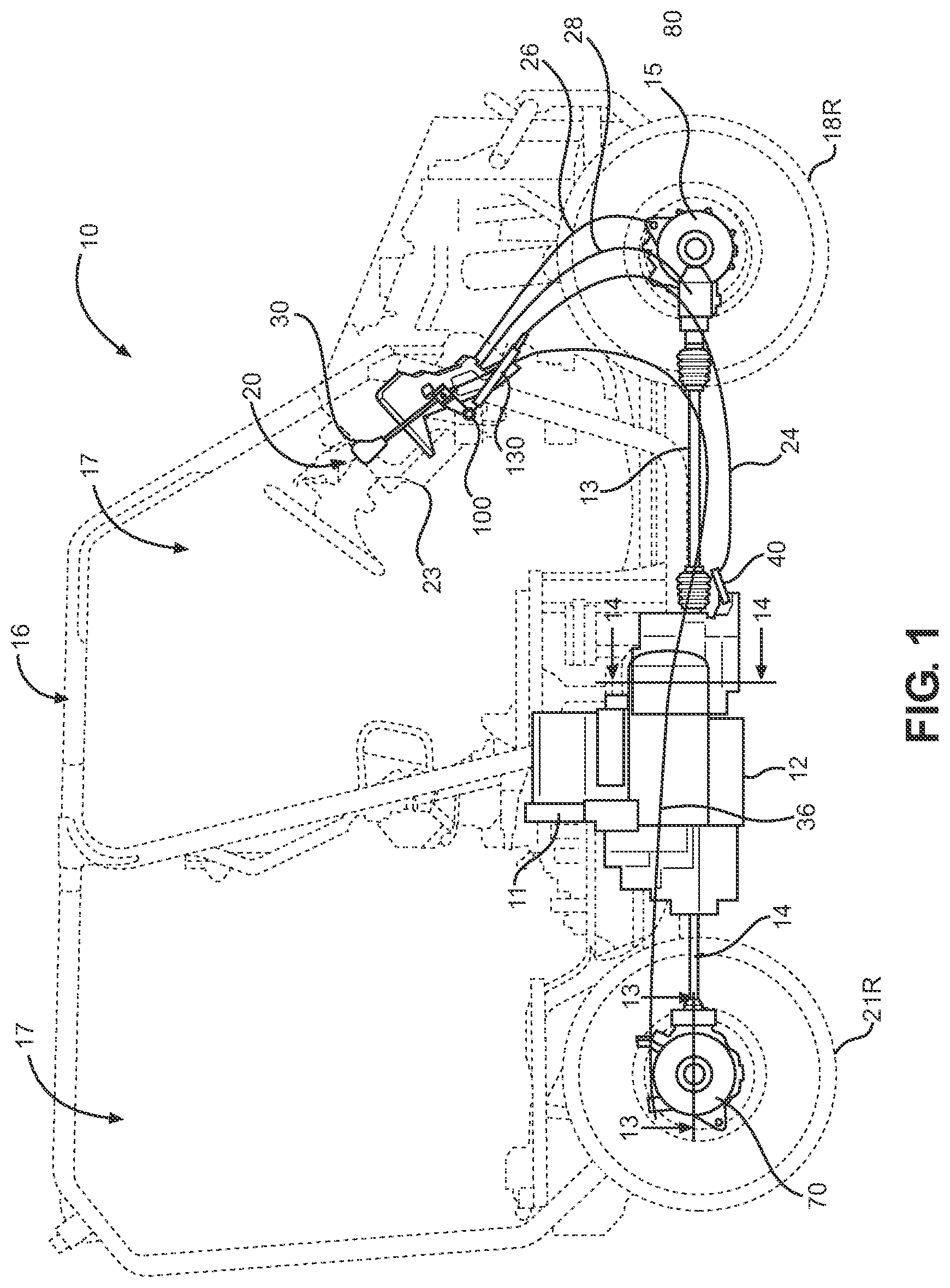 Patent US12460717 — Reaction cable differential interlock system and off-road vehicle including same — Figure 1