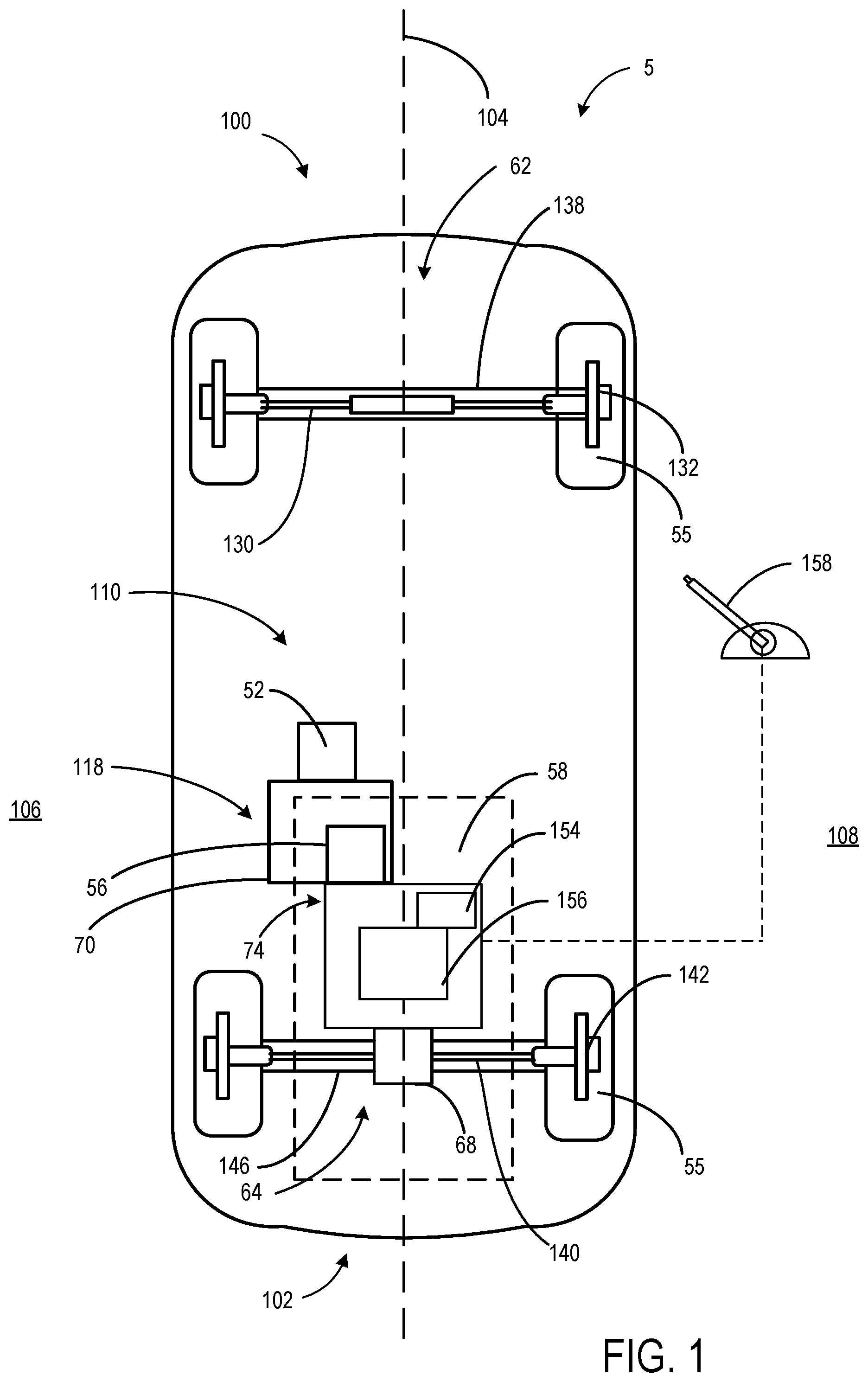Patent US12460722 Figure 1 – Reduction electrified axle with input parking brake