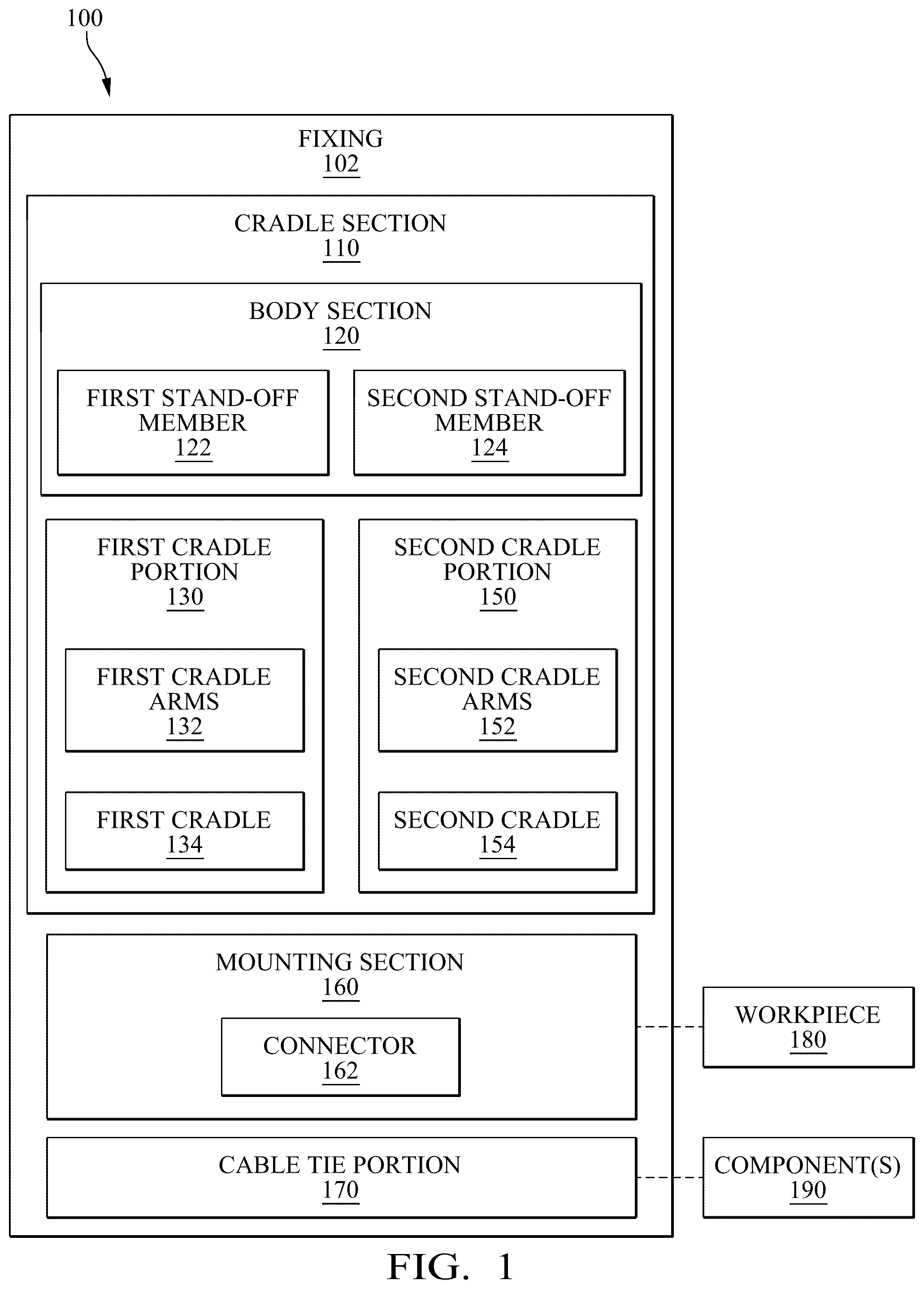 Patent US12460749 — Cradle mount fixings — Figure 1