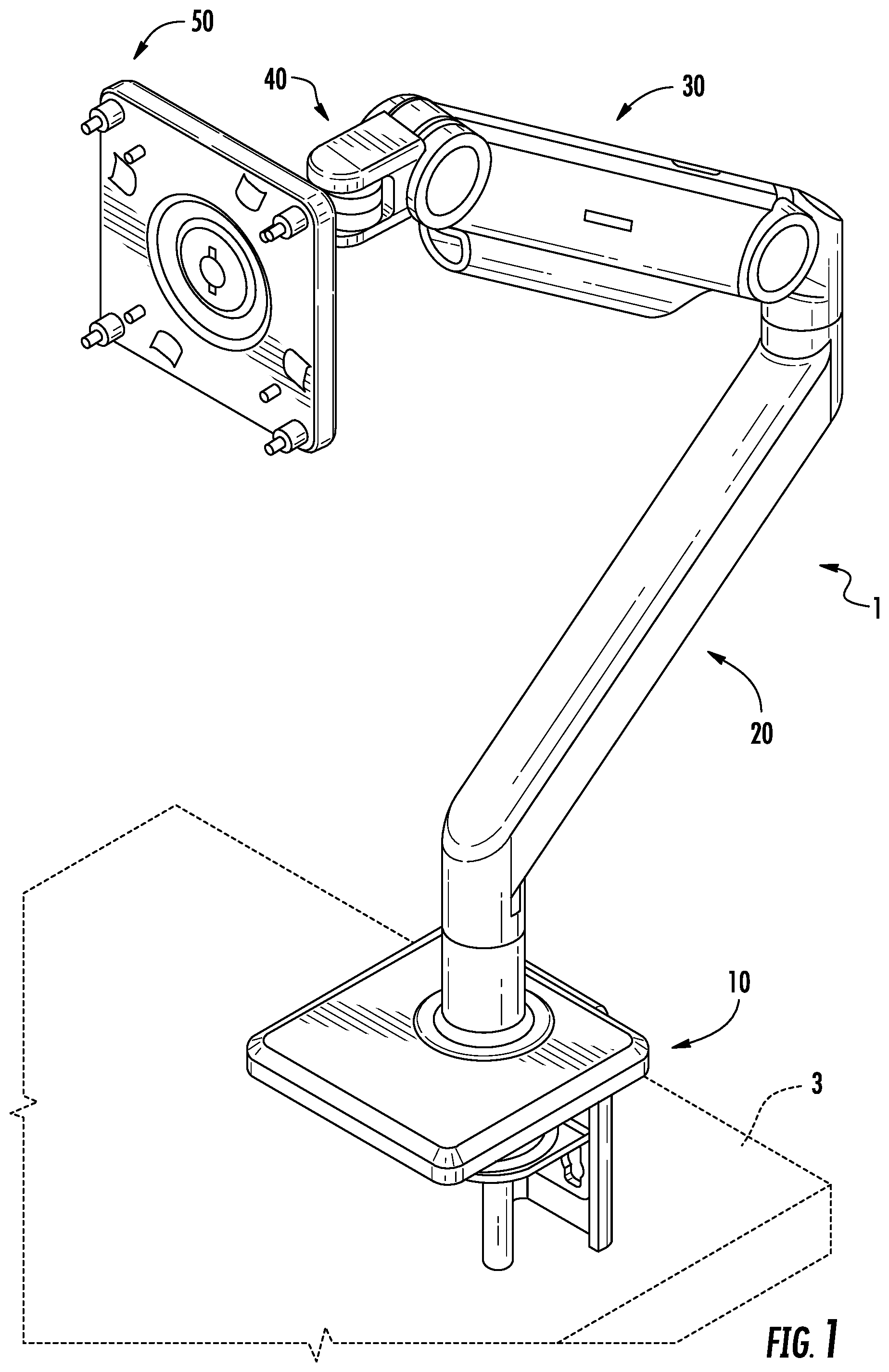 Patent US12460769 — Adjustable support arm — Figure 1