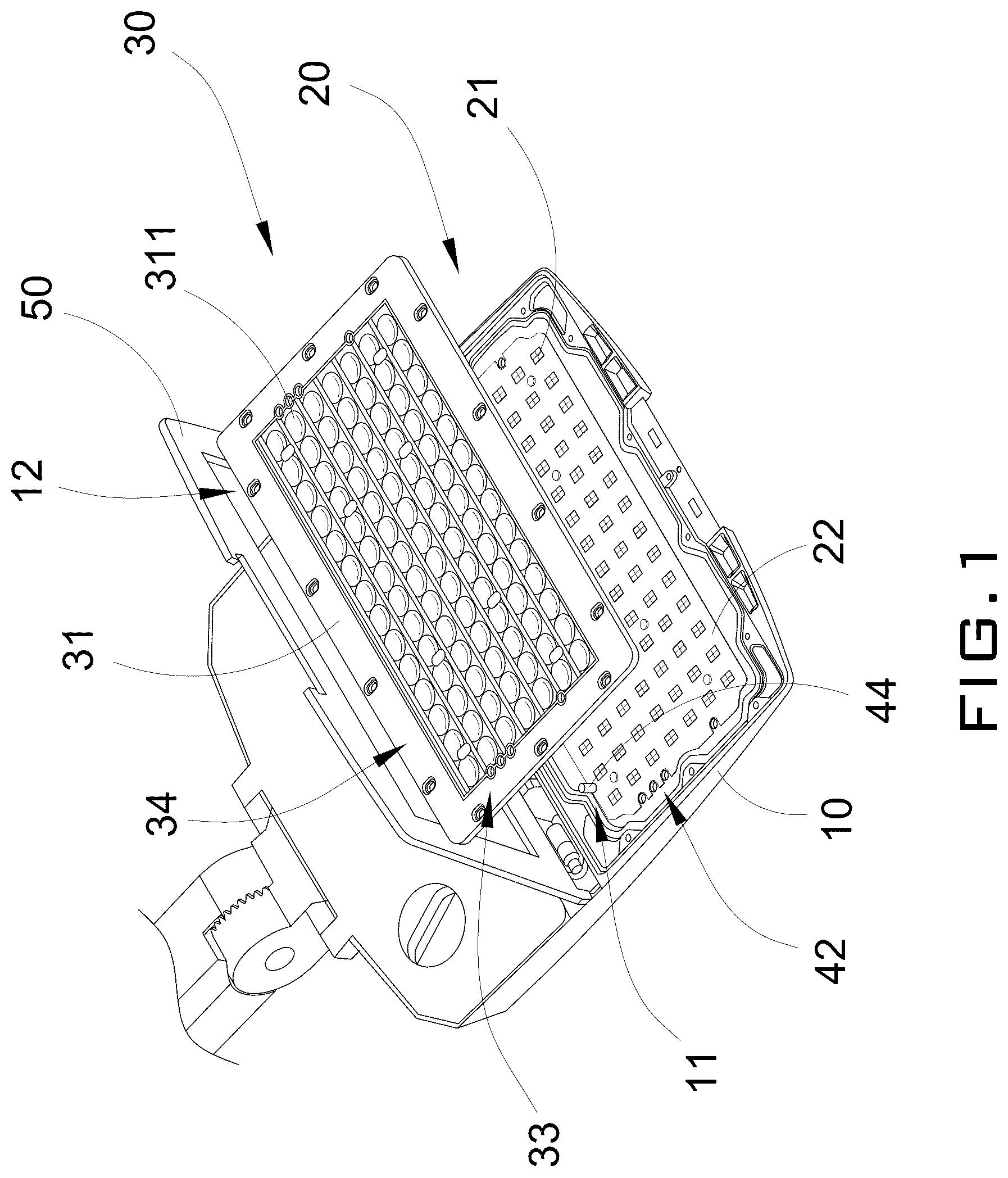 Patent US12460792 — Lighting fixture with adjustable lens module — Figure 1
