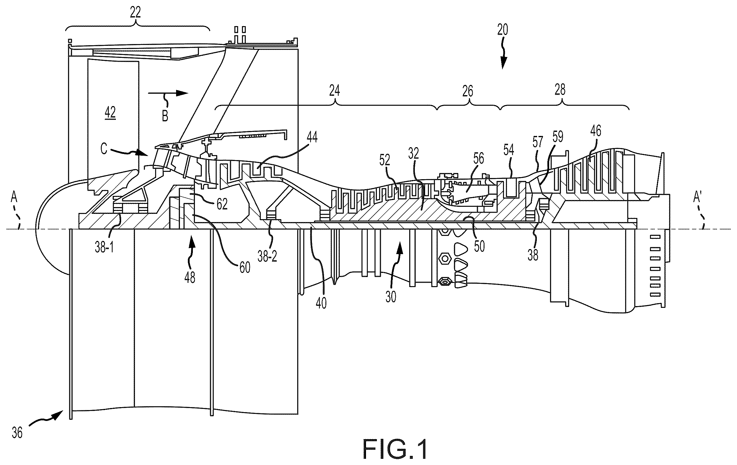 Patent US12460818 — Dilution holes with ridge feature for gas turbine engines — Figure 1