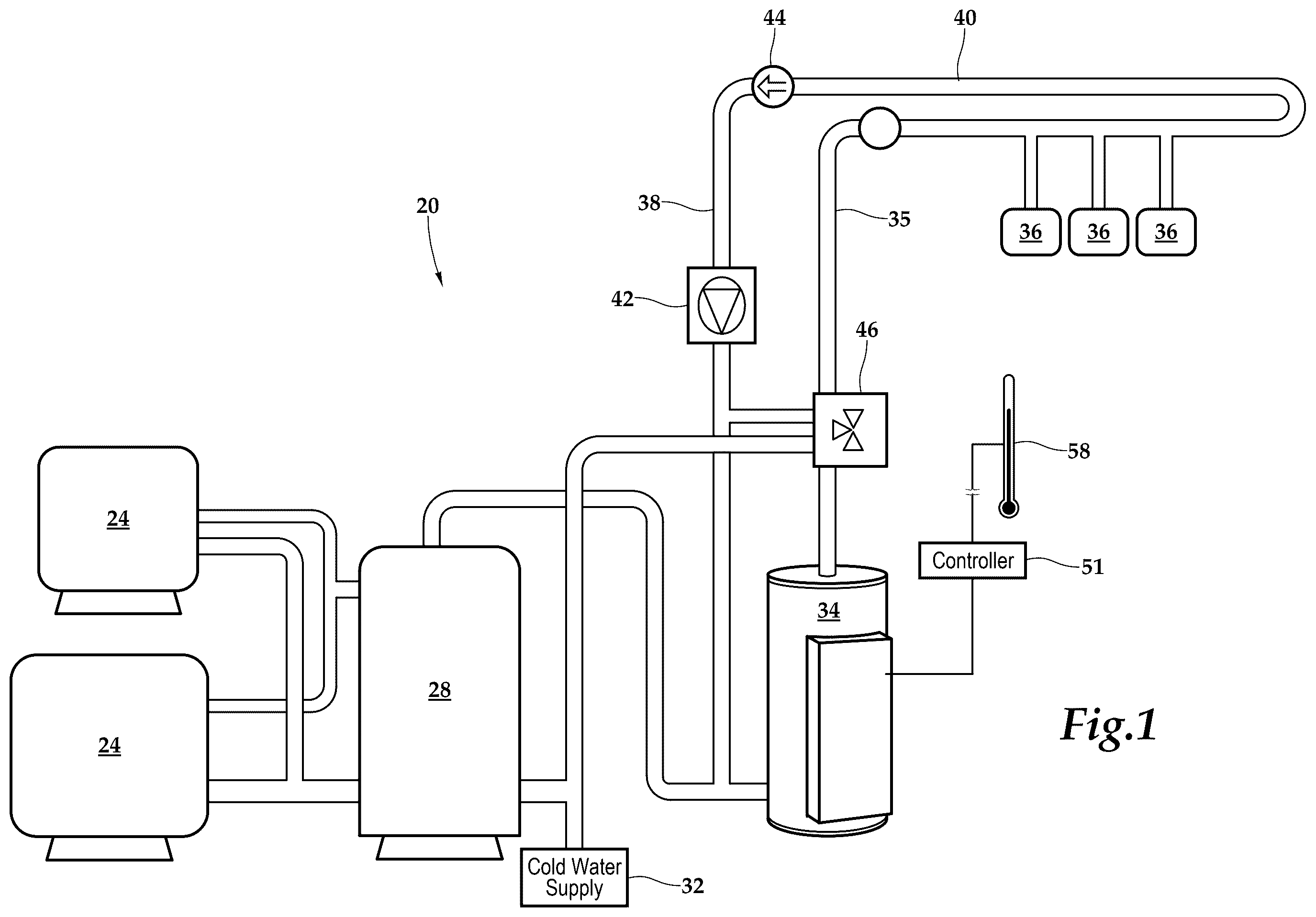 Patent US12460839 — Step modulating swing tank for heat pump water heater — Figure 1
