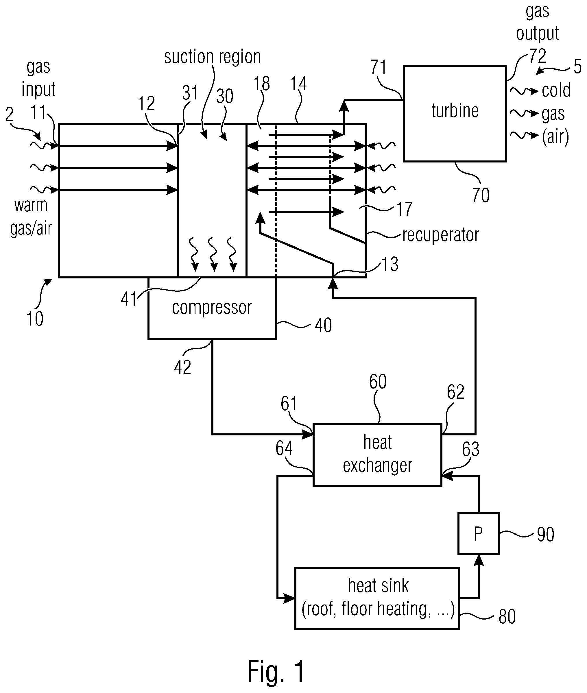 Patent US12460841 — Gas refrigerating machine, method for operating a gas refrigerating machine and method for manufacturing a gas refrigerating machine having a rotationally symmetrical design — Figure 1