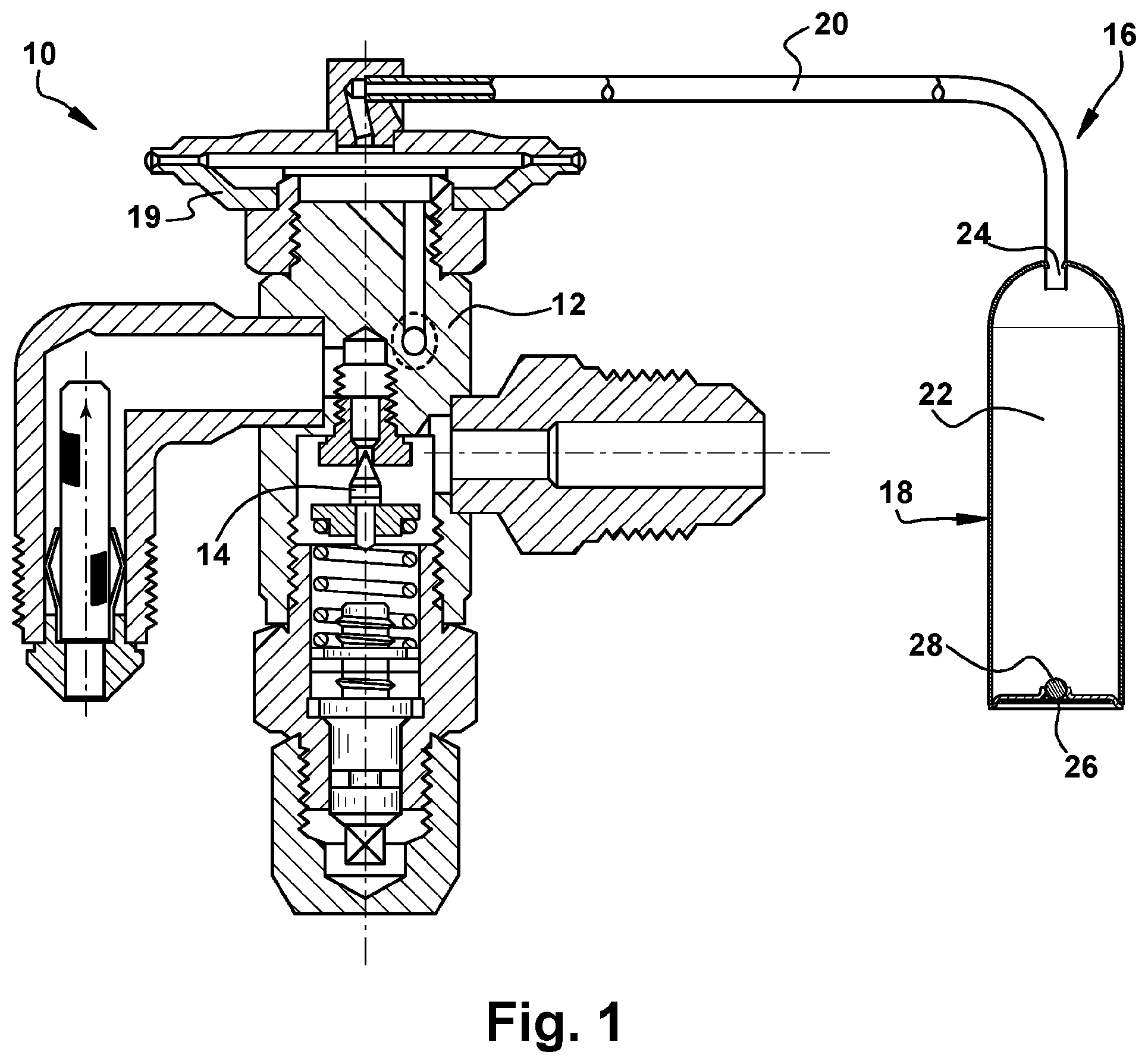 Patent US12460844 — Ball seal for thermal sensor assembly of thermostatic expansion valve — Figure 1
