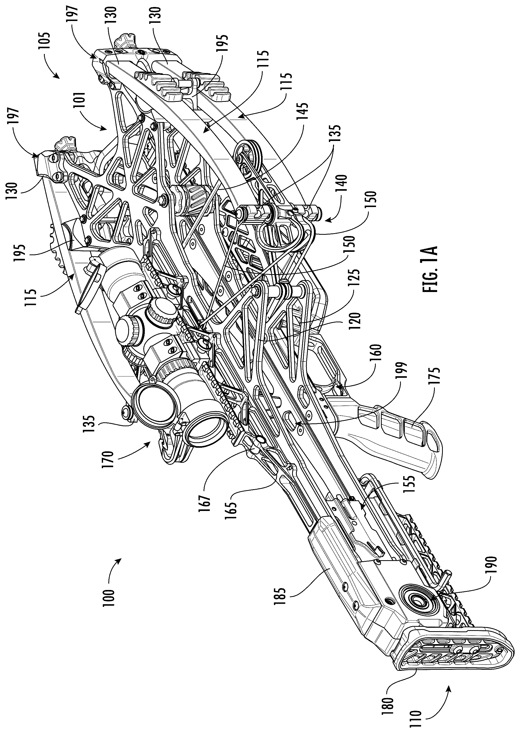 Patent US12460893 — Crossbow with draw string coupled to fixed location — Figure 1