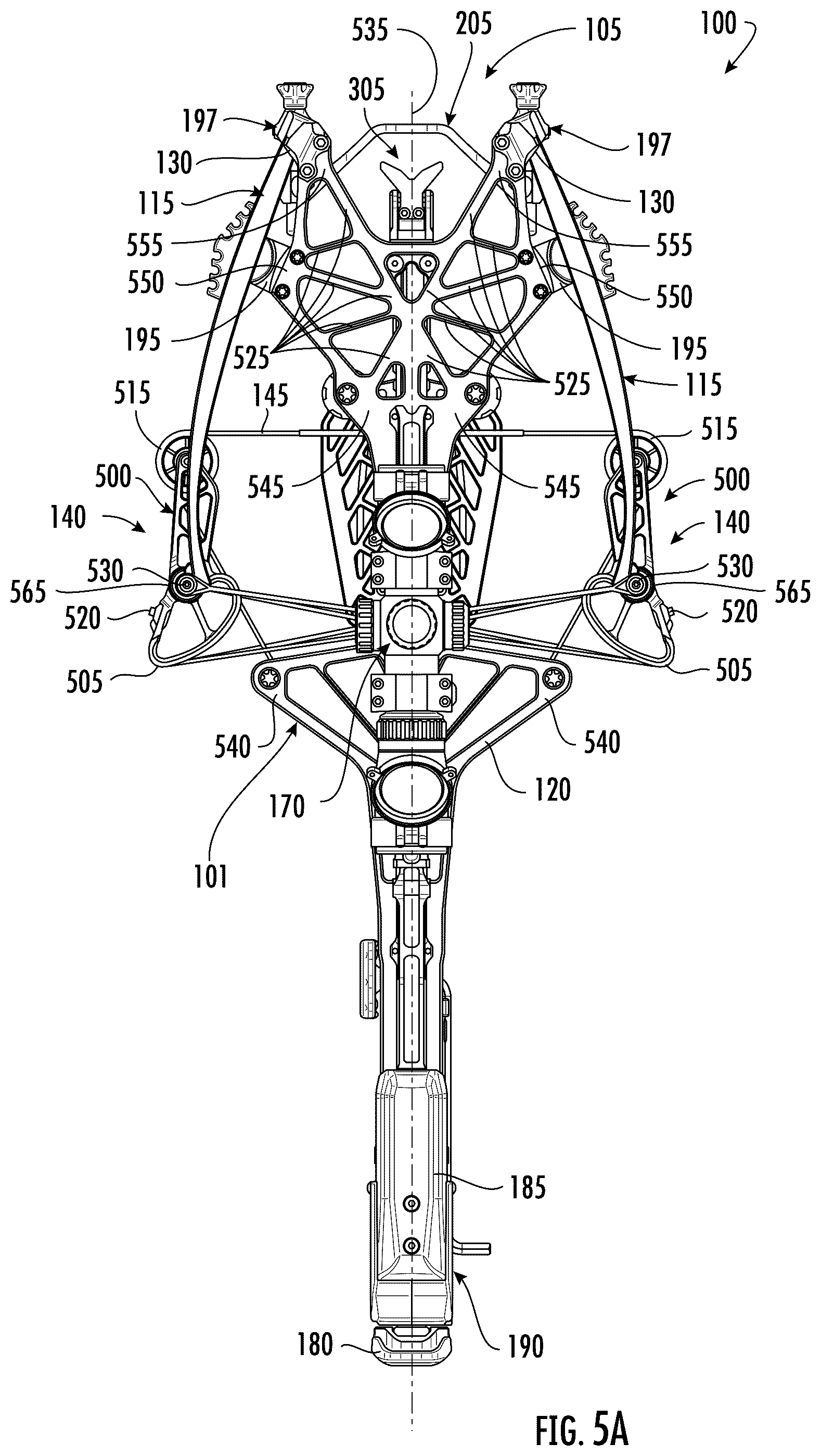 Patent US12460893 Figure 7 – Crossbow with draw string coupled to fixed location