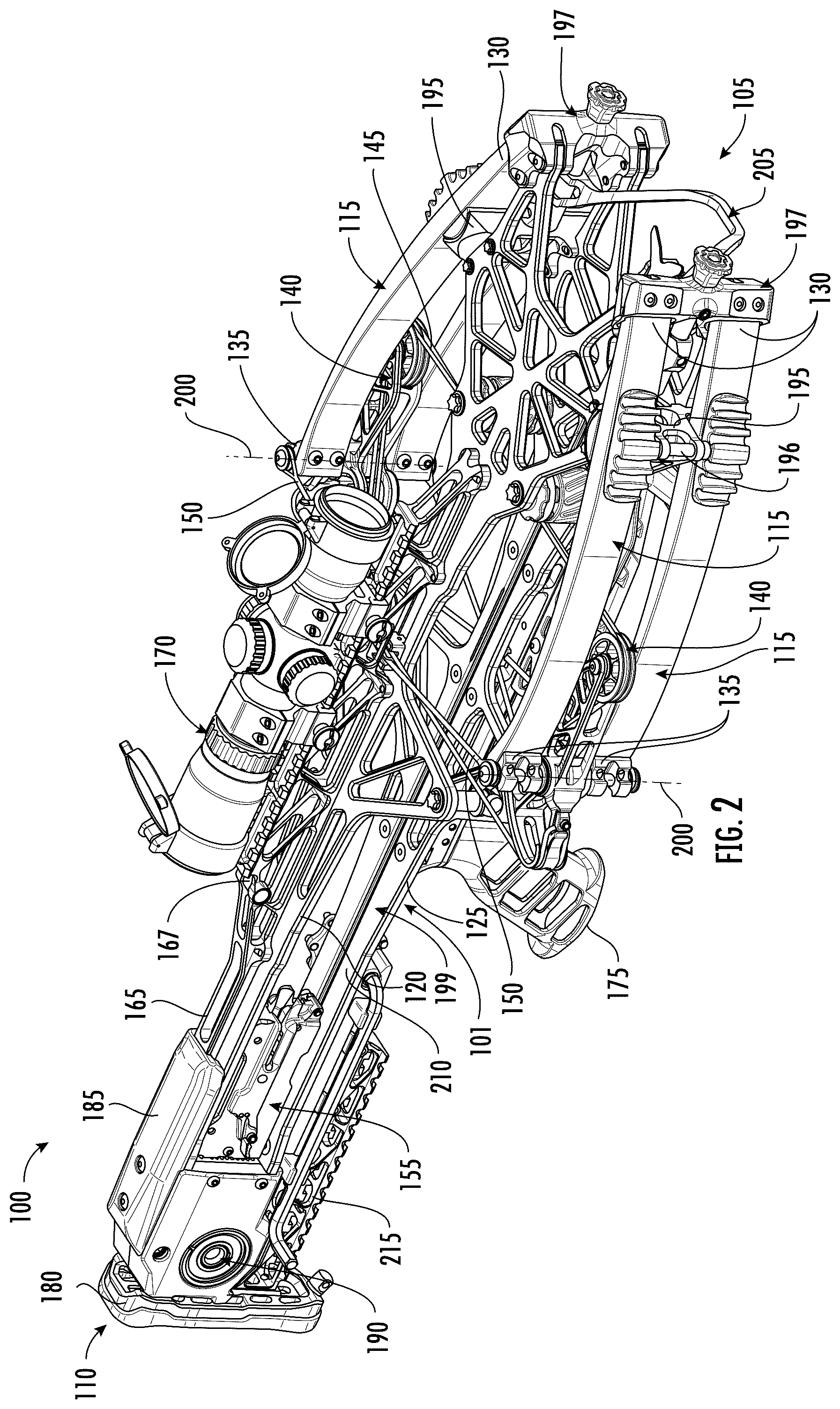 Patent US12460894 Figure 3 – Crossbow with cocking mechanism