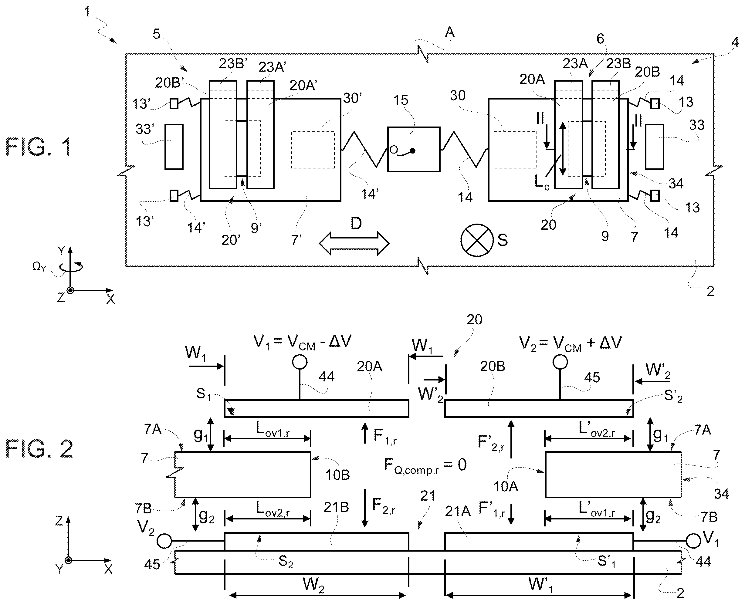 Patent US12460930 Figure 1 – MEMS gyroscope having quadrature compensation electrodes and method for compensating a quadrature error