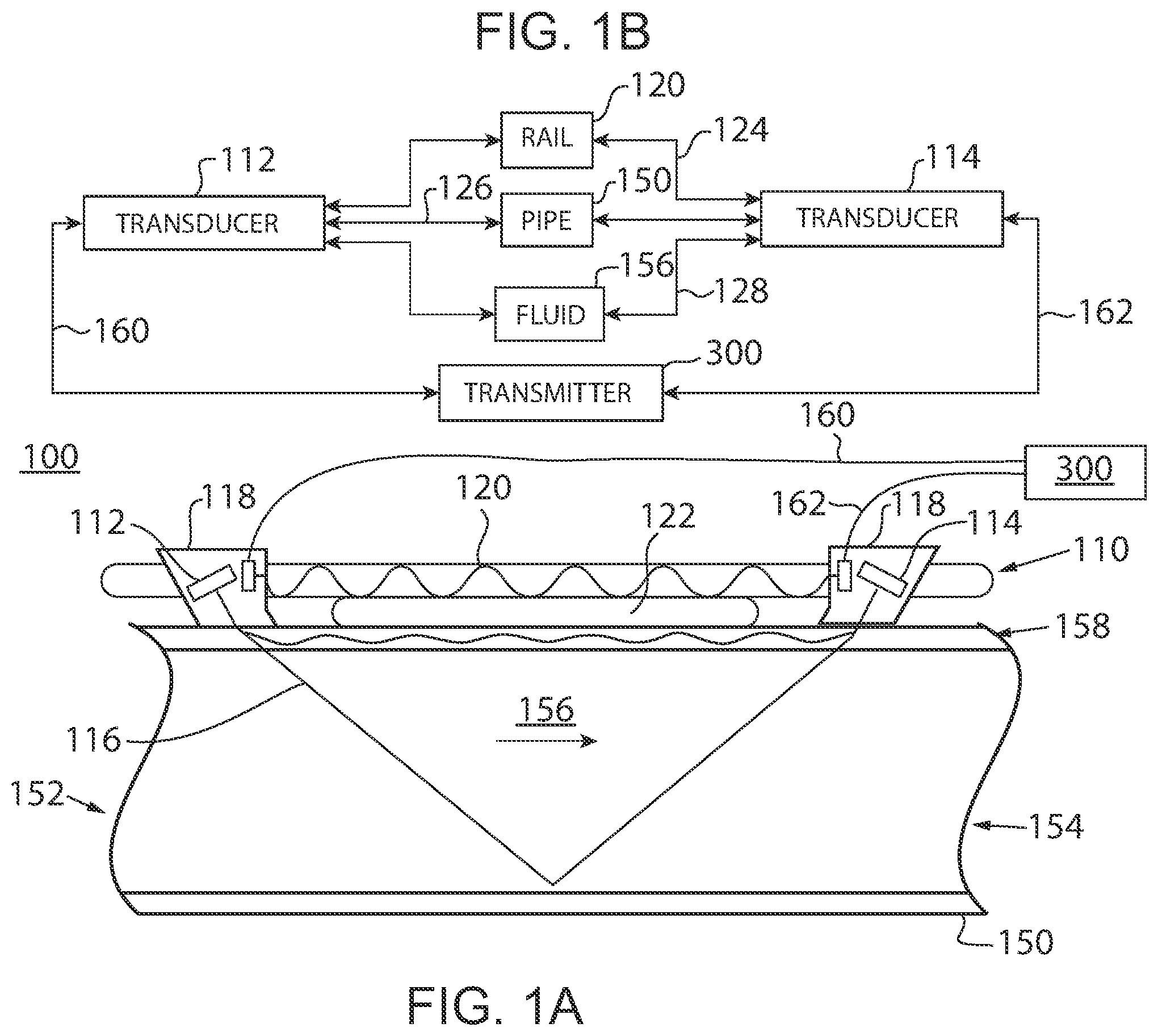 Patent US12460957 — Acoustic rail for clamp on ultrasonic flow meter — Figure 1