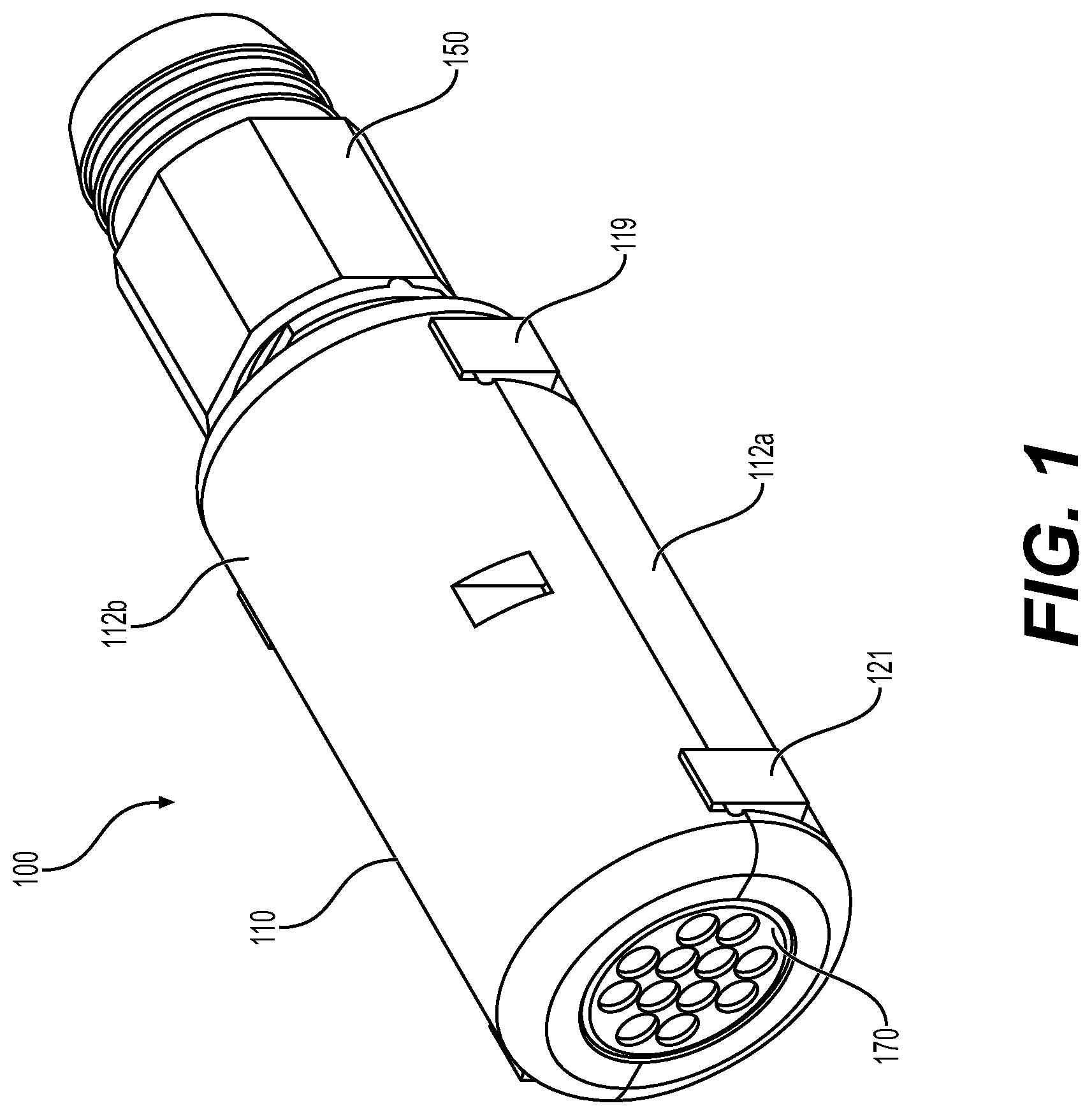 Patent US12468110 — Breakout that is configured to be tool-lessly coupled with a multi-fiber cable — Figure 1