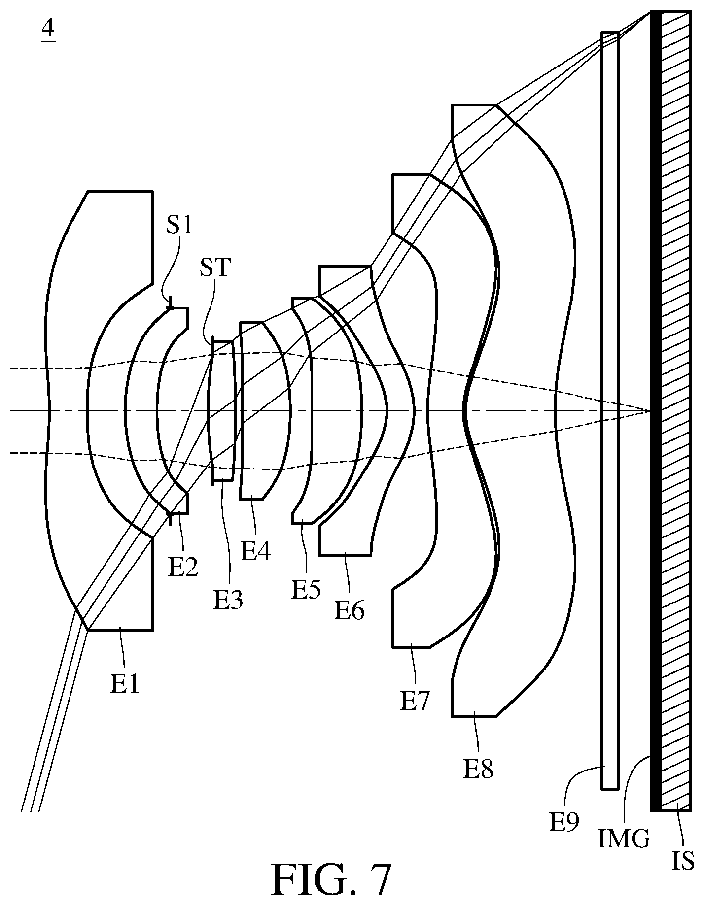 Patent US12468124 Figure 7 – Imaging system lens assembly, image capturing unit and electronic device including eight lenses of −++++−−+, −+++++−+ or −−+++−−+ refractive powers