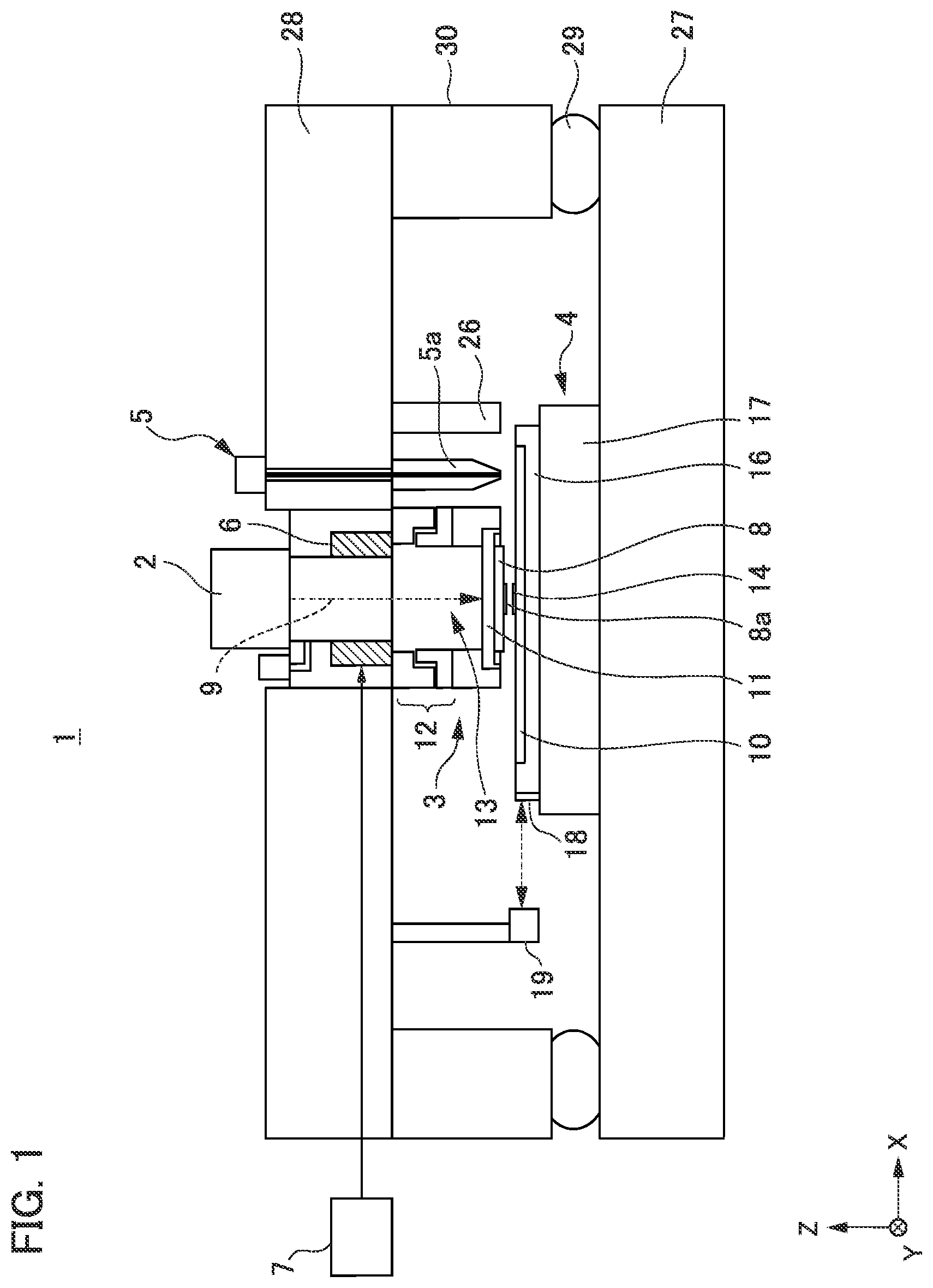 Patent US12468221 — Imprint apparatus for forming a pattern of an imprint material on a substrate-side pattern region of a substrate by using a mold, and related device manufacturing methods — Figure 1