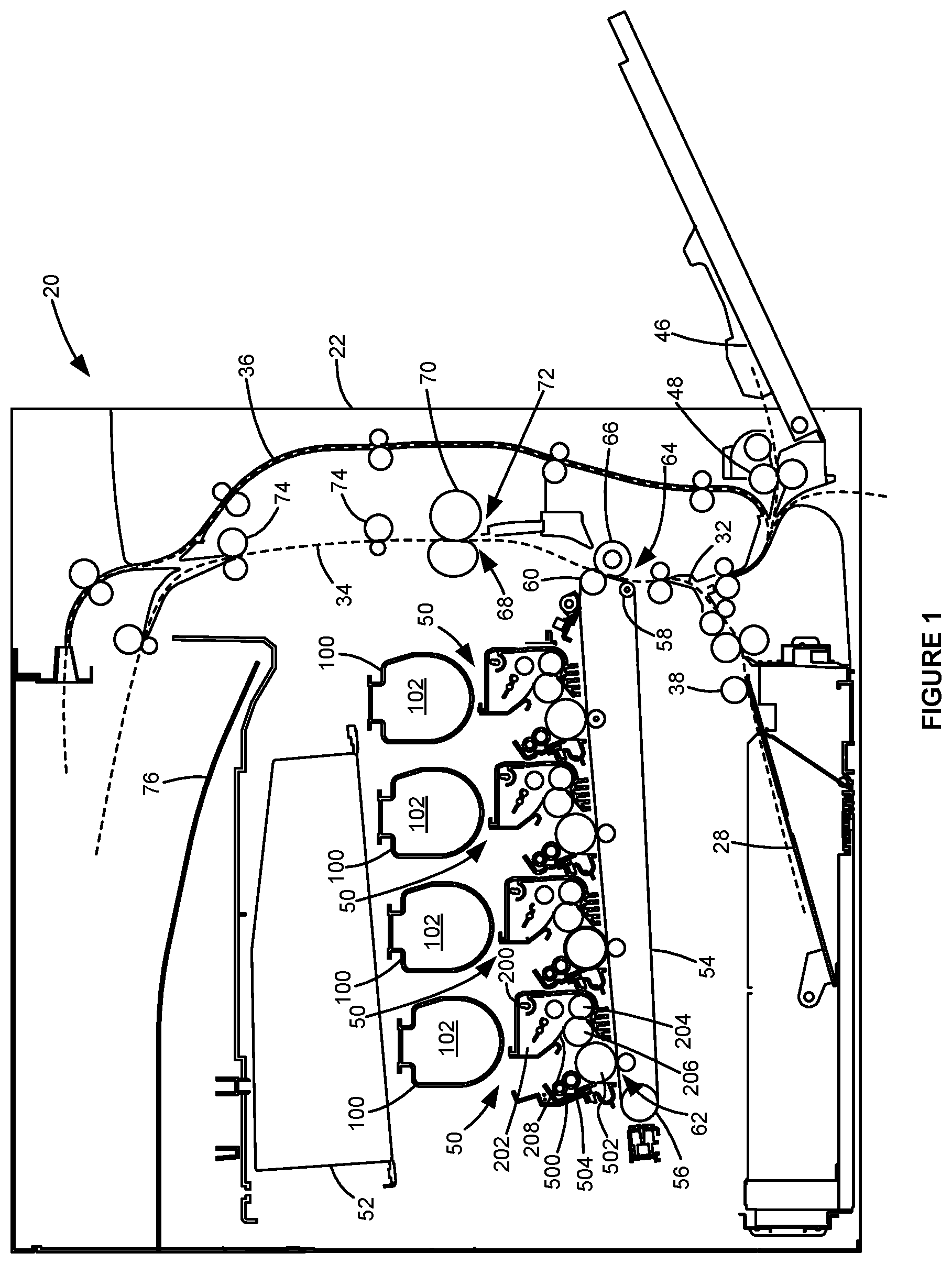 Patent US12468238 Figure 1 – Toner container having a magnet for toner level sensing
