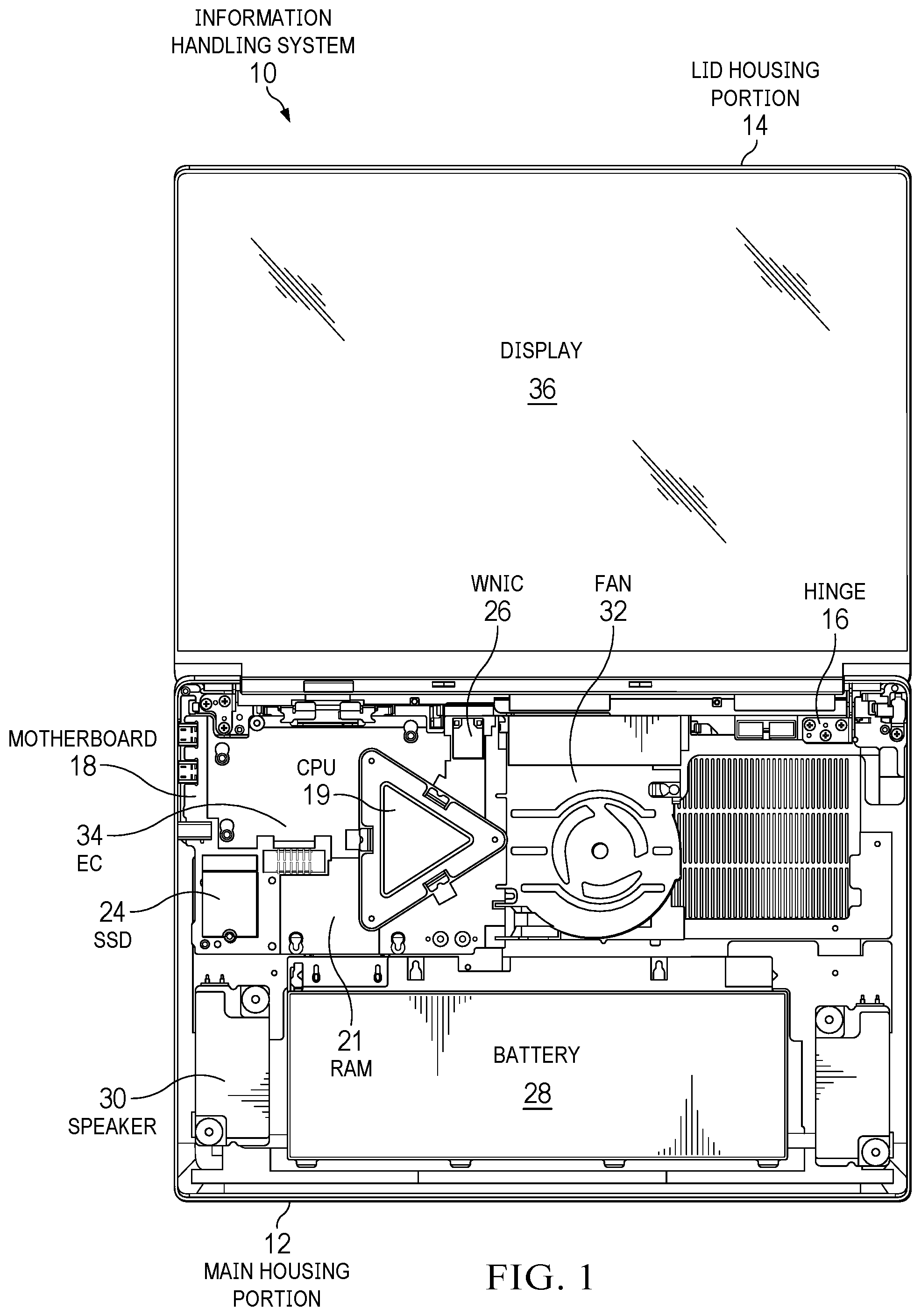 Patent US12468353 Figure 1 – Information handling system speaker identification to set audio drive settings