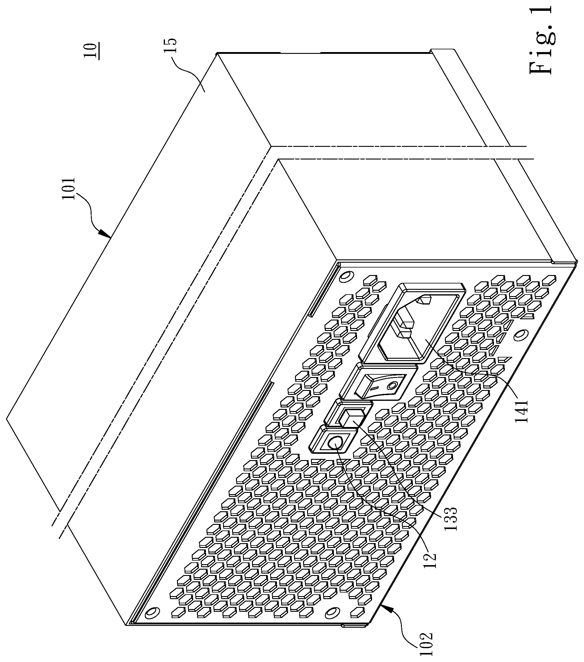 Patent US12468366 — Power supply with output port status monitoring module — Figure 1