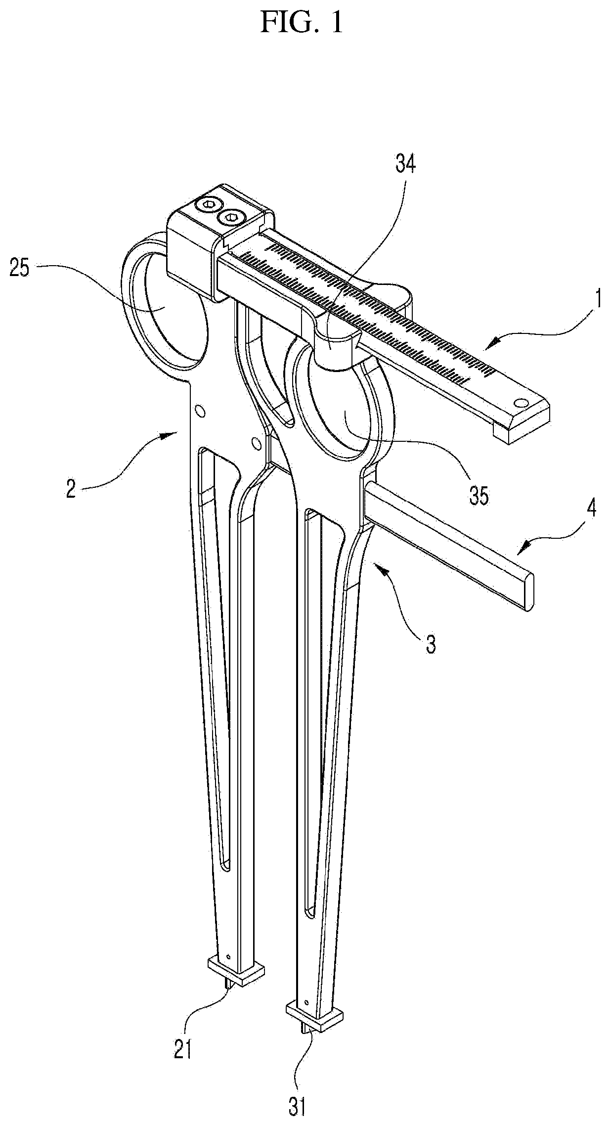 Patent US12472071 — Apparatus for measuring size of cup for hip arthroplasty — Figure 1