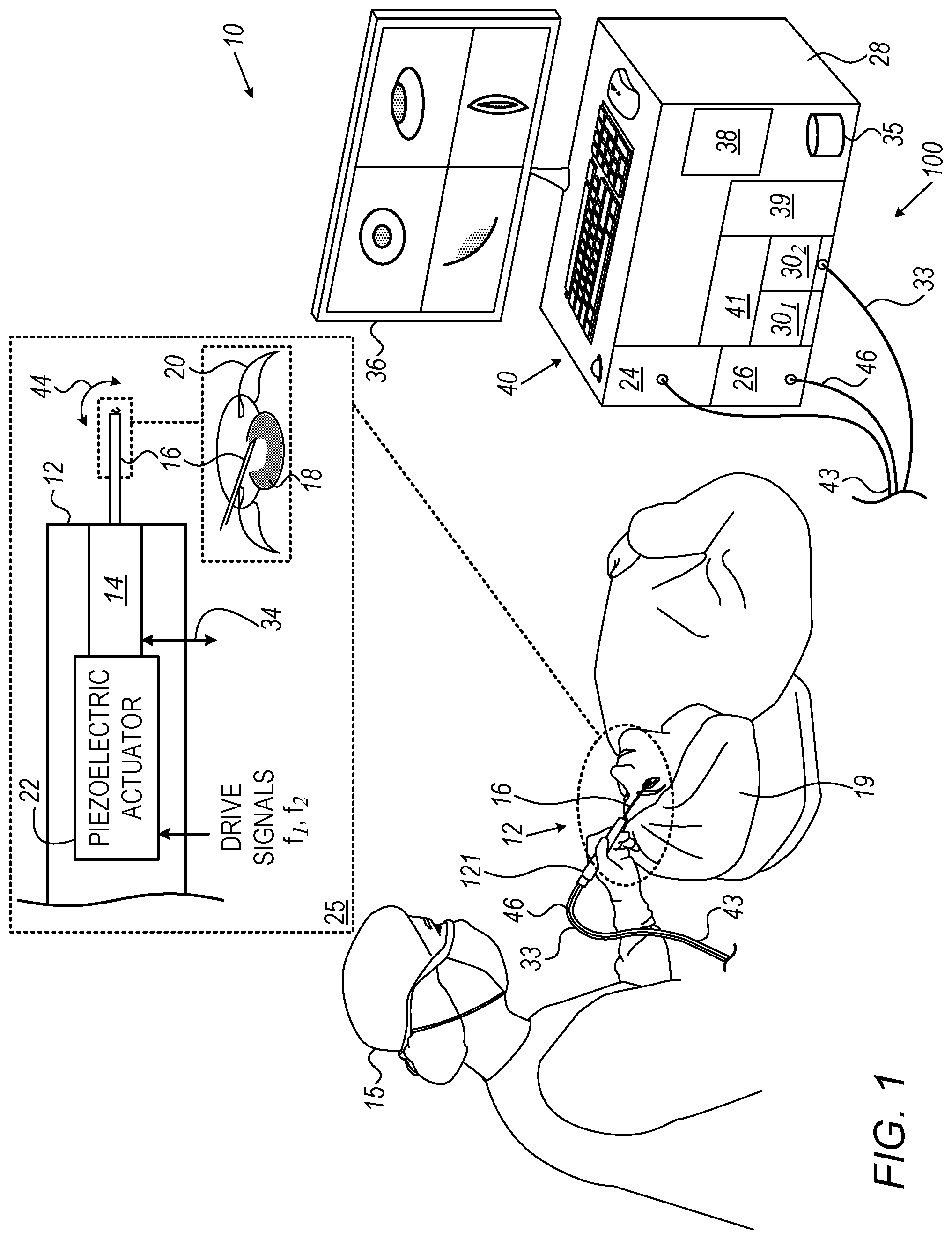 Patent US12472094 — Phacoemulsification probe comprising magnetic sensors and/or multiple independent piezoelectric vibrators — Figure 1