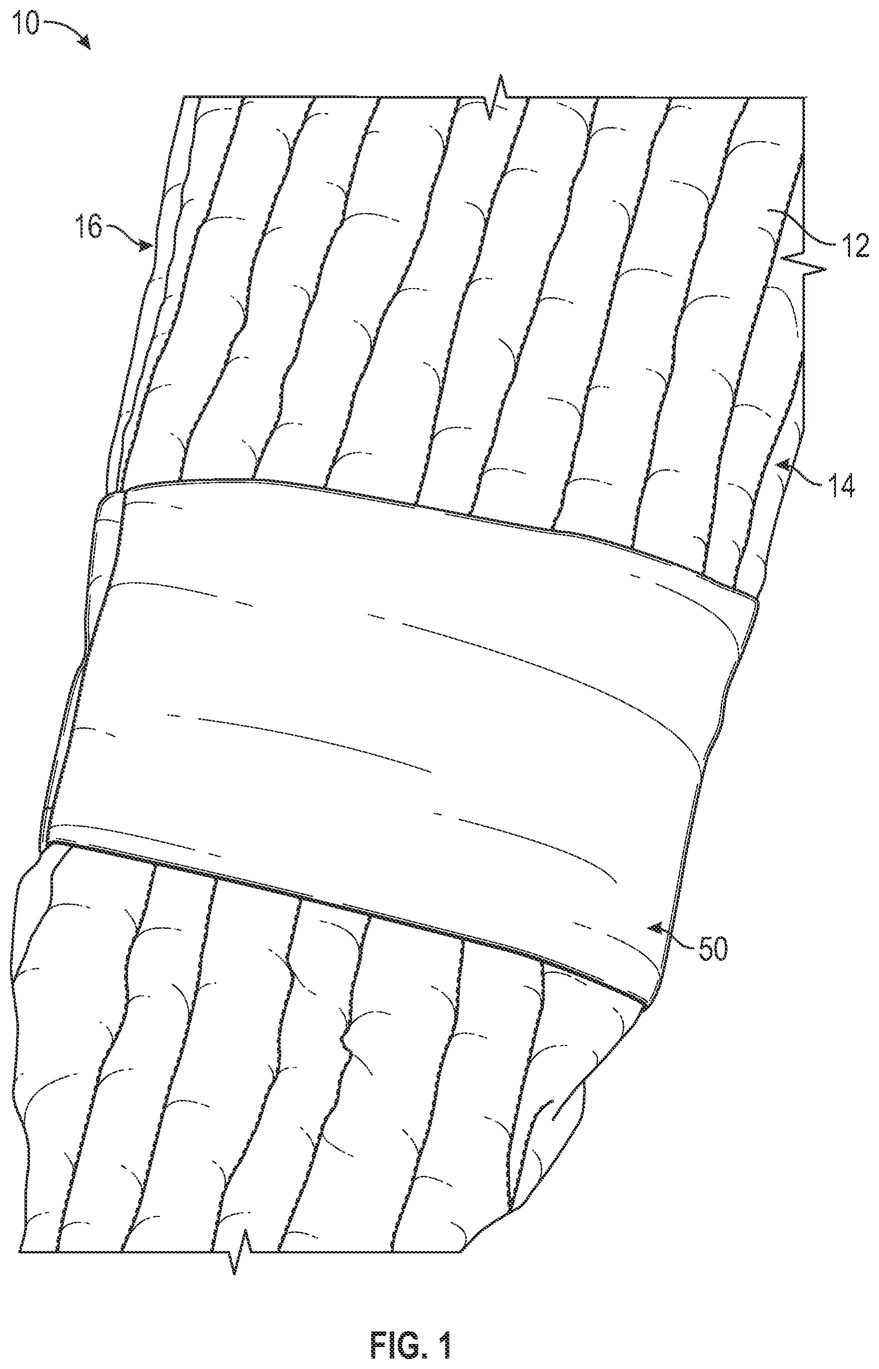 Patent US12472105 Figure 1 – Foam sleeve garment with easy access feature