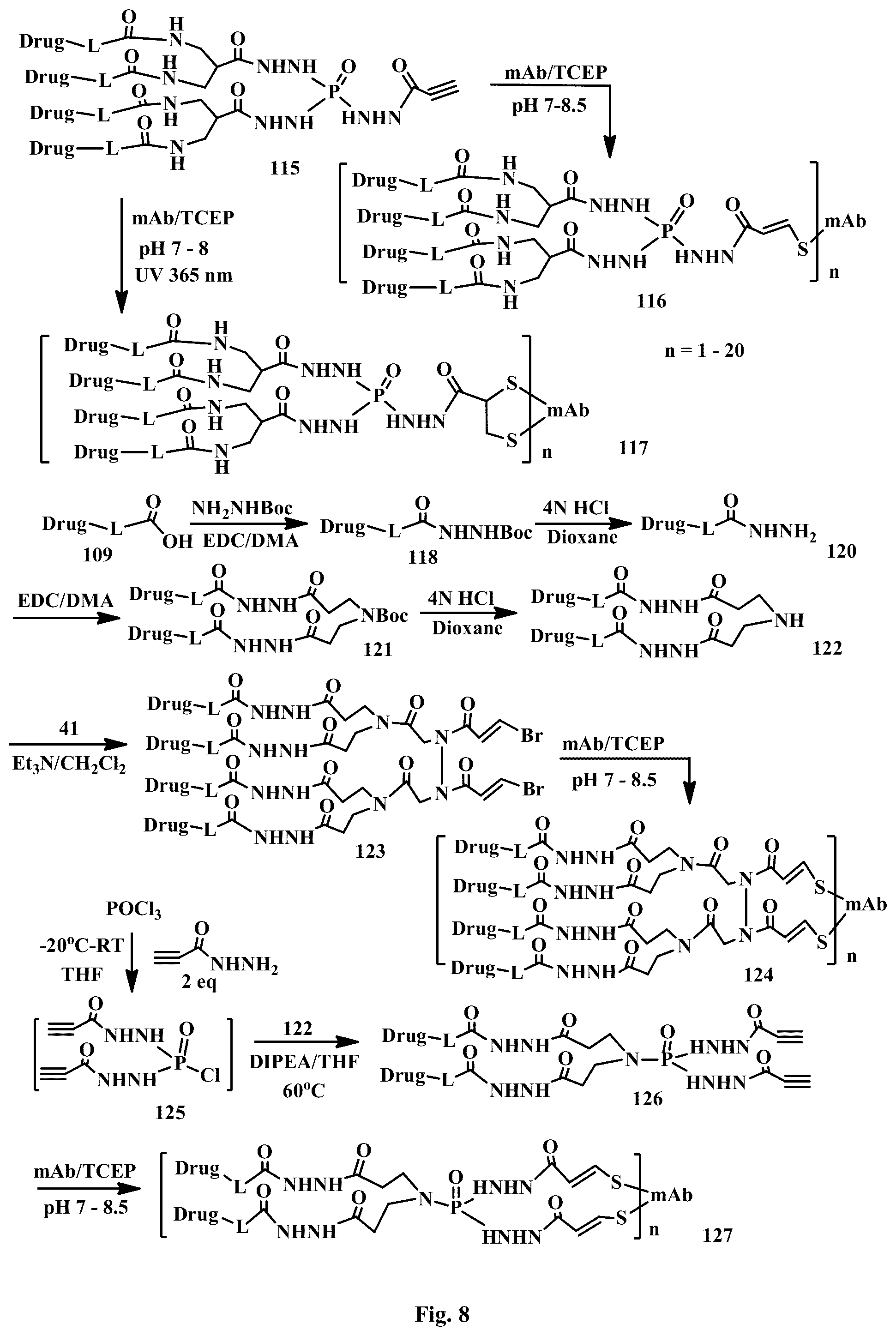 Patent US12472265 Figure 8 – Conjugation linkers, cell binding molecule-drug conjugates containing the linkers, methods of making and uses such conjugates with the linkers