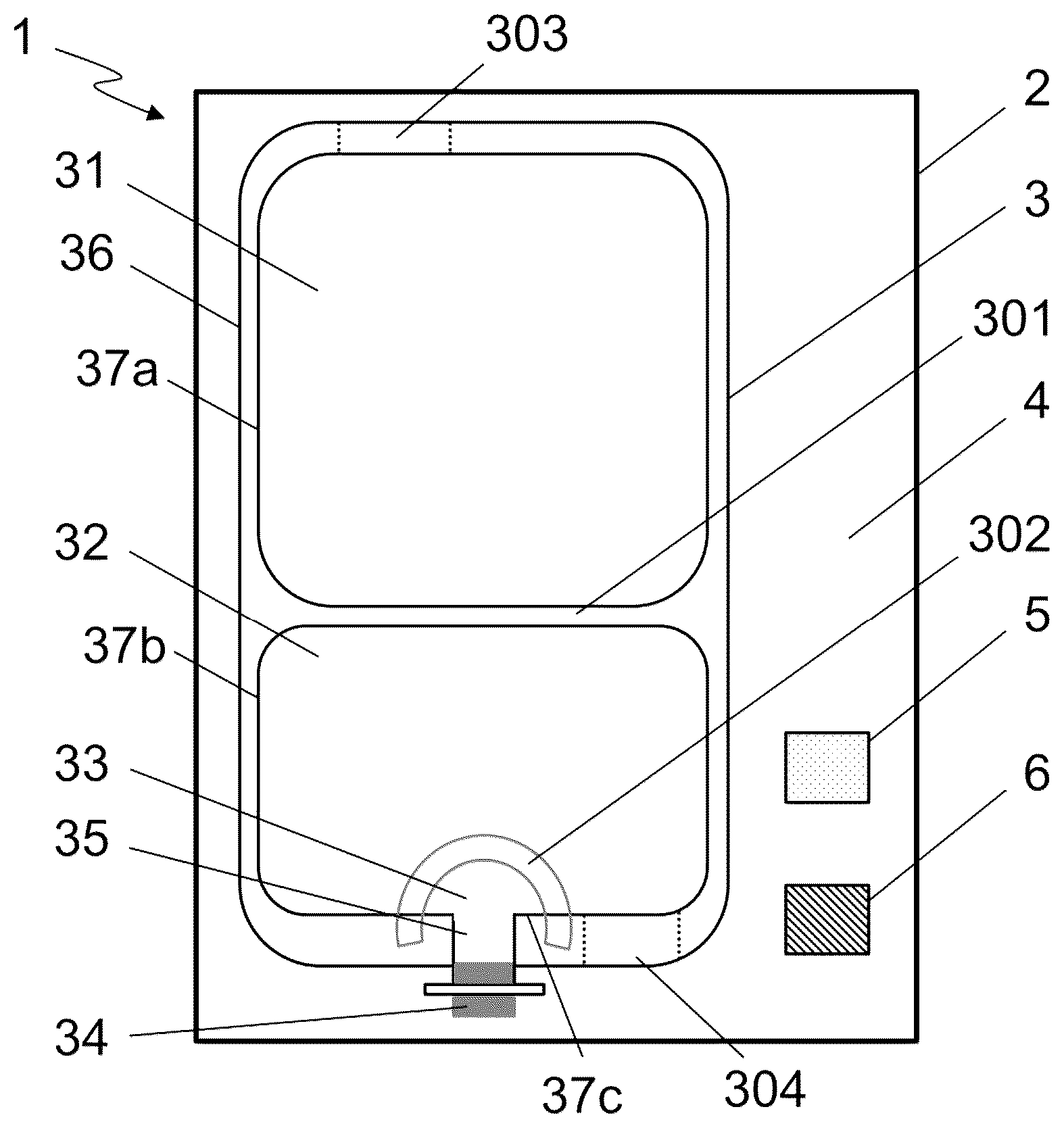 Patent US12472299 Figure 1 – Reservoir assembly for providing cardioplegic solution containing bicarbonate ion, and method for manufacturing the same