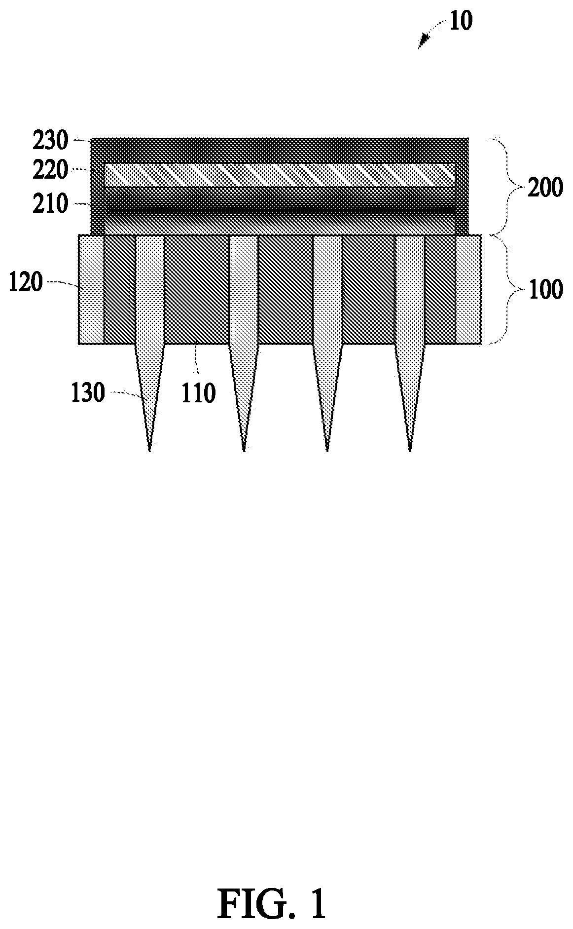 Patent US12472338 — Microneedle array-based electrode comprising organic photovoltaic substances and artificial retina device comprising the same — Figure 1