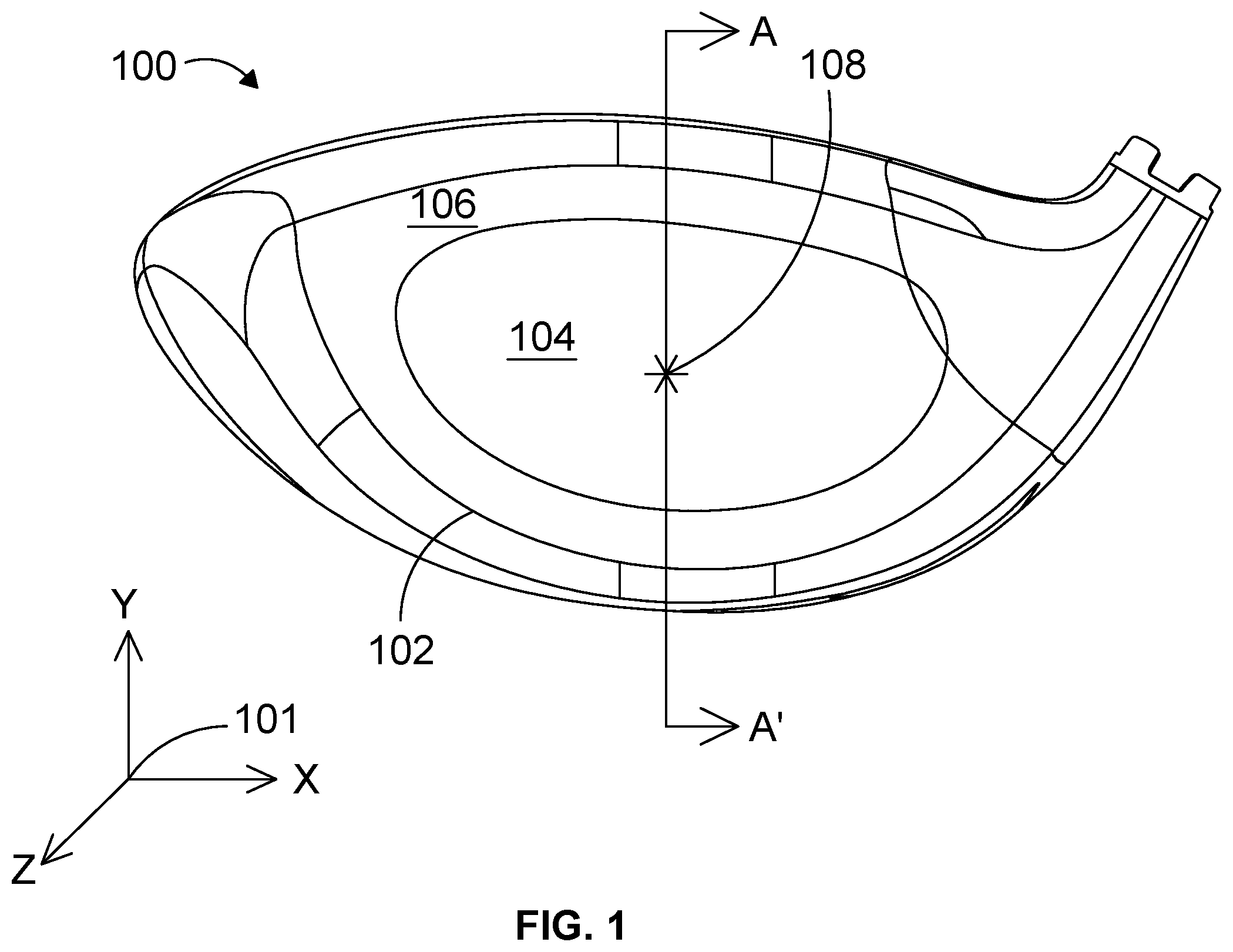 Patent US12472408 — Golf club head with improved striking face — Figure 1