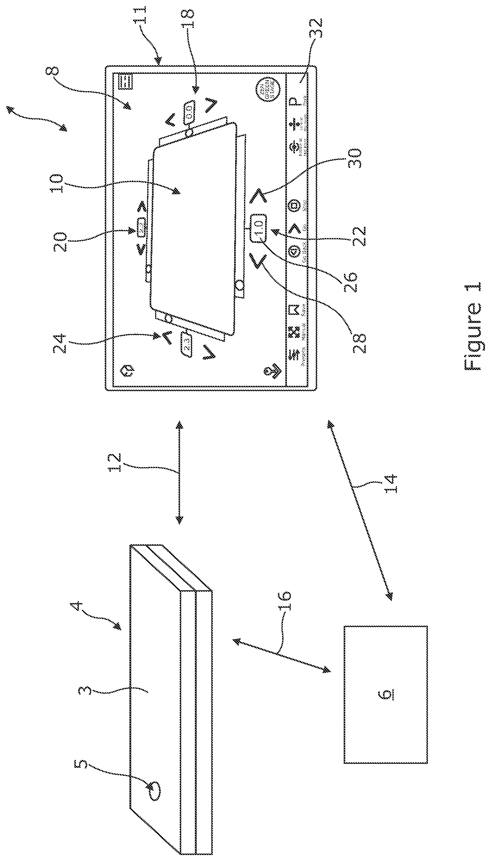 Patent US12472414 — Graphical user interface (GUI) a golf training apparatus or system and/or a method of use thereof — Figure 1