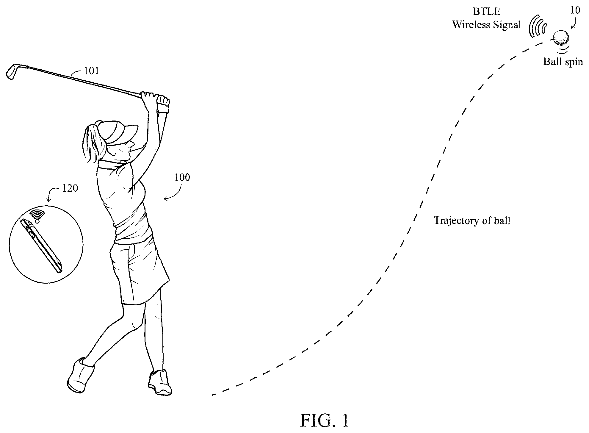 Patent US12472417 — Golf ball with electrical components — Figure 1