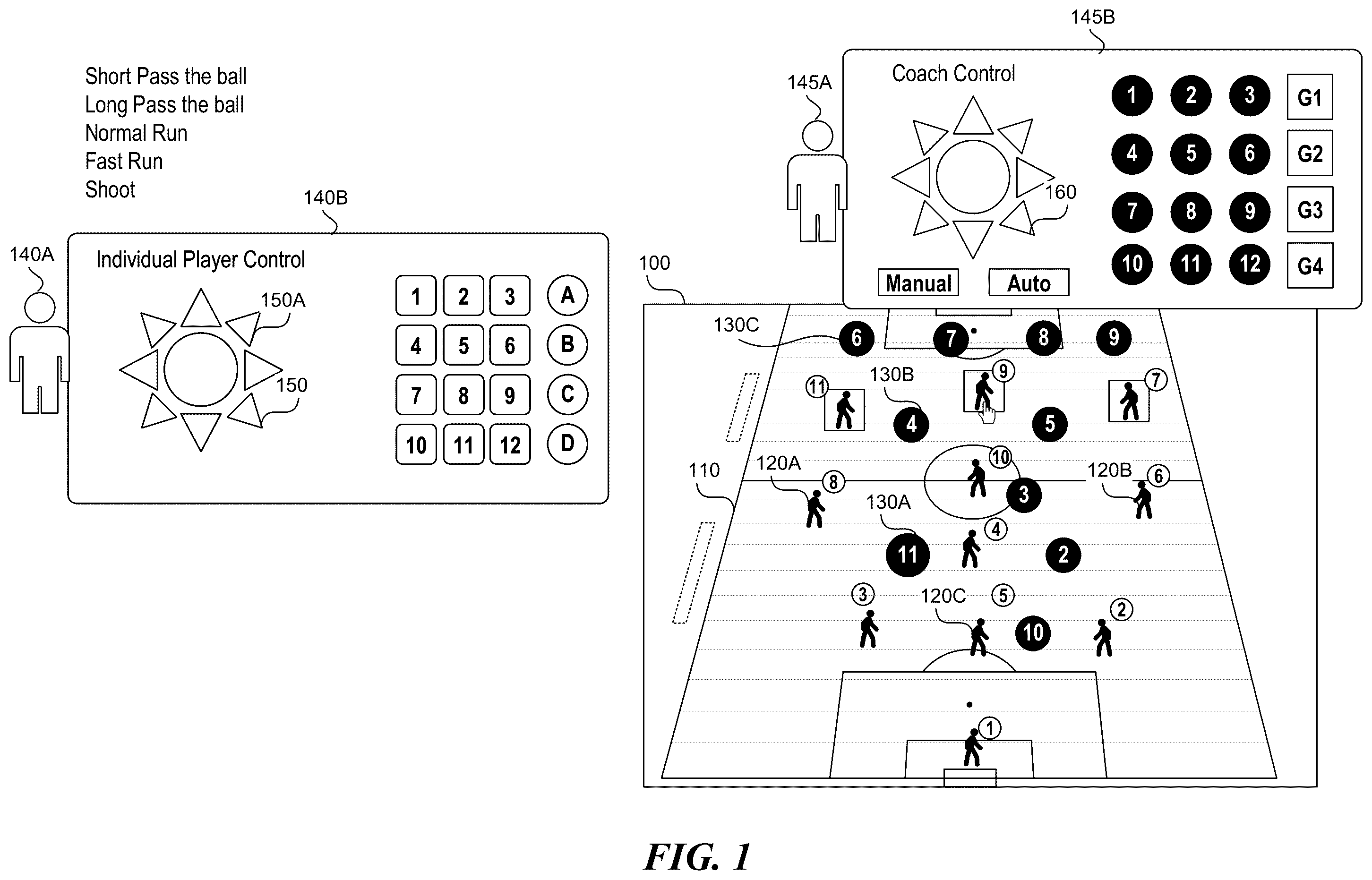 Patent US12472428 — Enabling a coach and multiple players to interact in a virtual game session — Figure 1