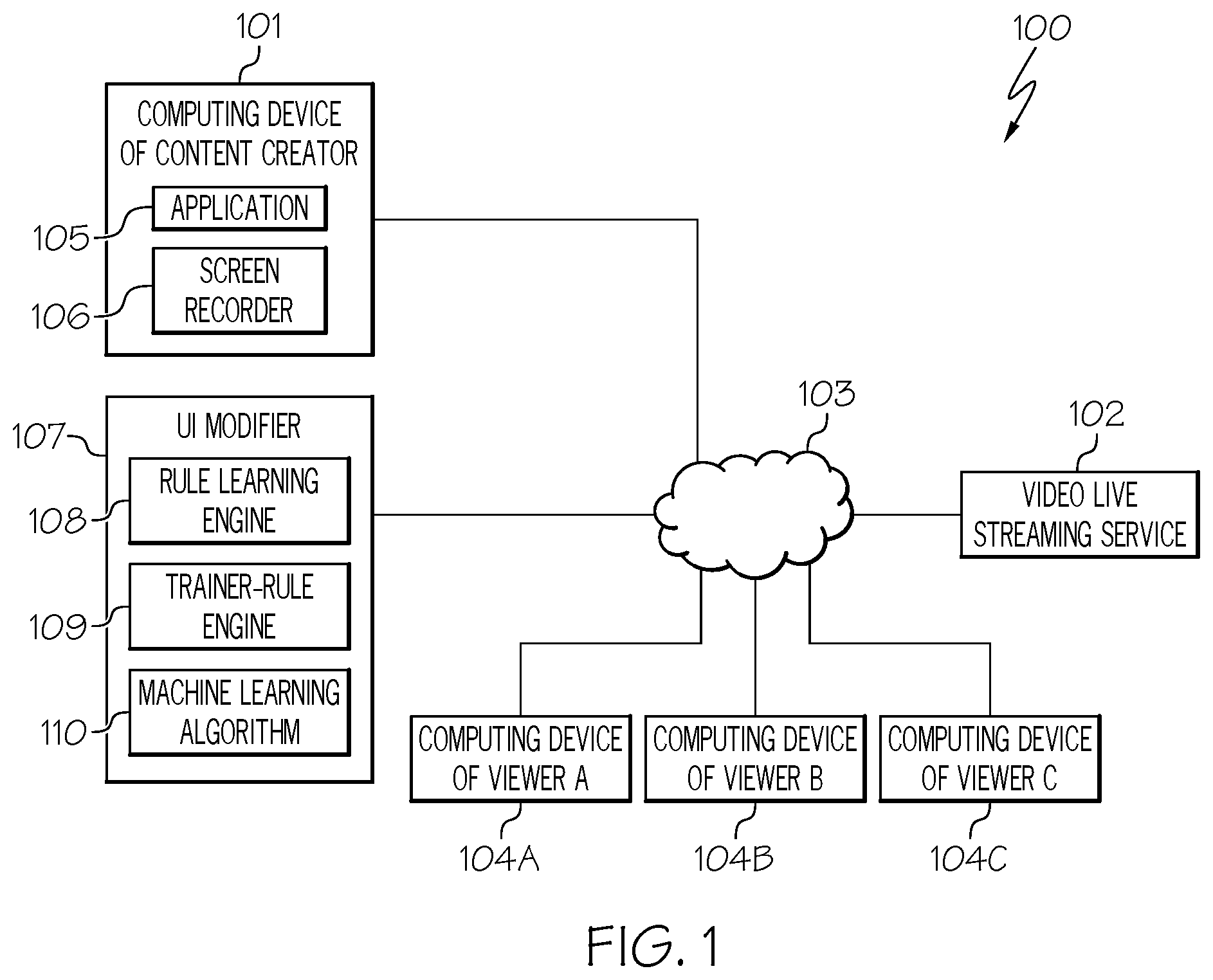 Patent US12472441 — Modifying user interface of application during recording session — Figure 1