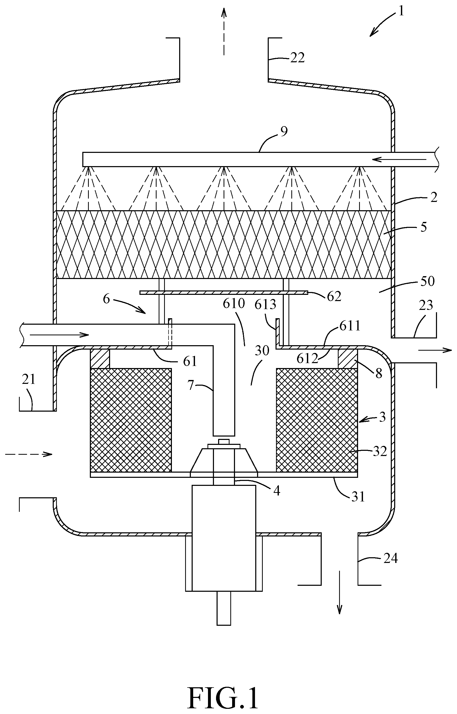 Patent US12472462 — Series-connected absorption high-gravity device — Figure 1