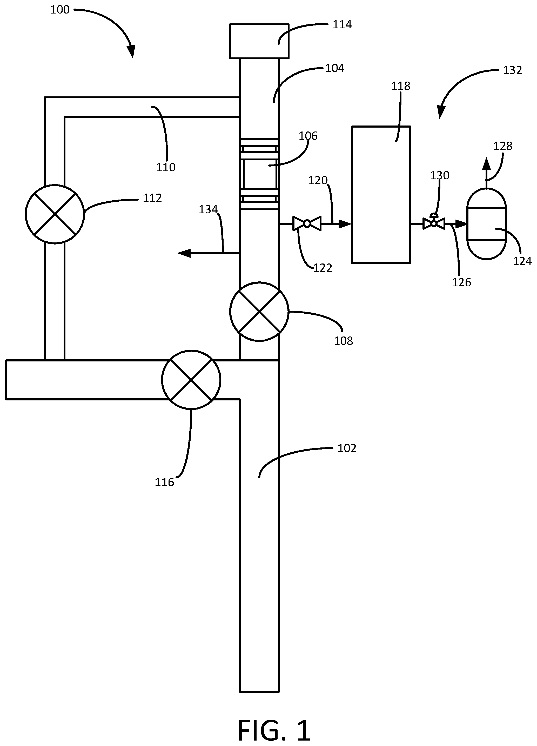 Patent US12472537 — Hydrocarbon gas emissions control device for pipeline pigging operations — Figure 1