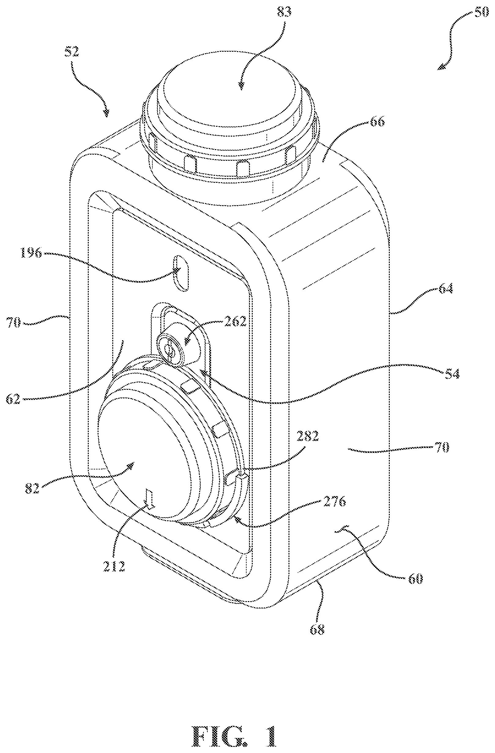 Patent US12472543 — Waste disposal system and waste receiver for receiving and disposing of pharmaceutical waste material — Figure 1