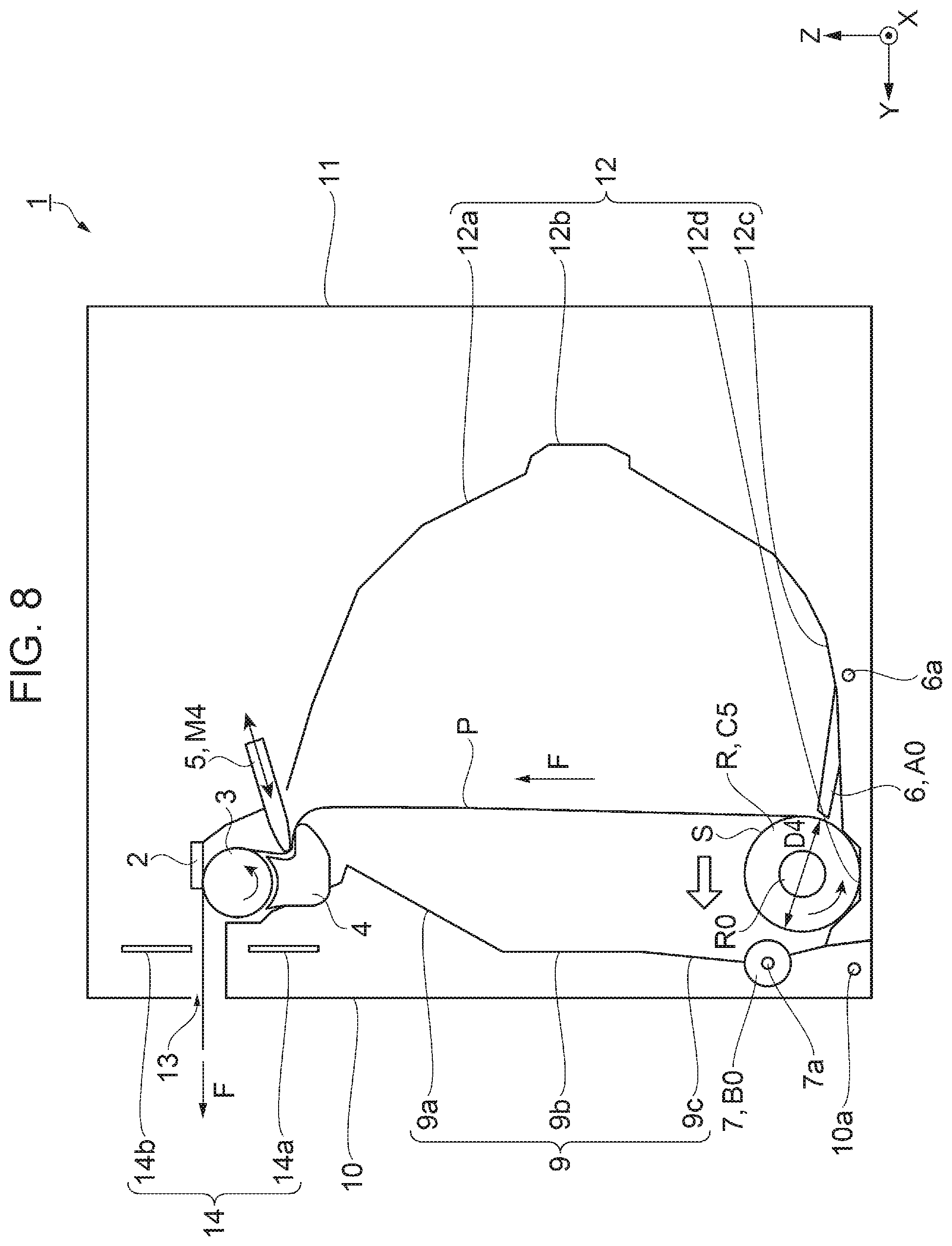 Patent US12472759 Figure 8 – Roll paper printer