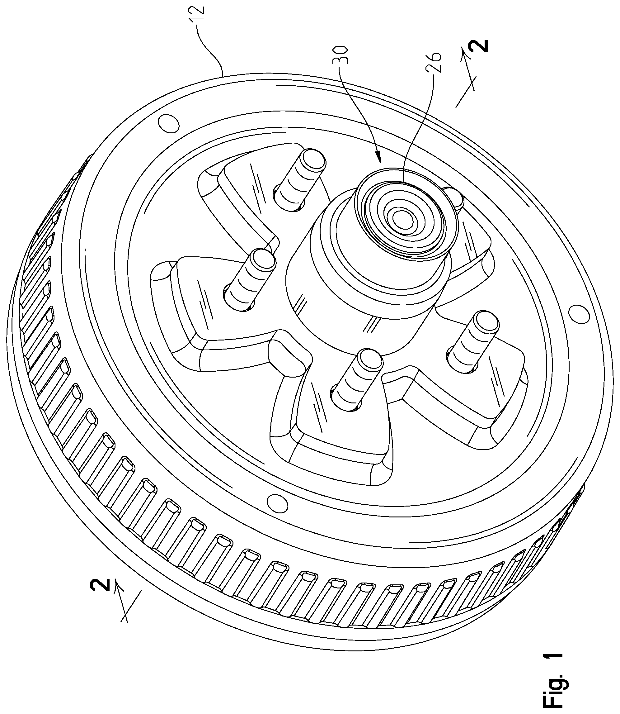 Patent US12472771 Figure 1 – Locking system for a wheel hub