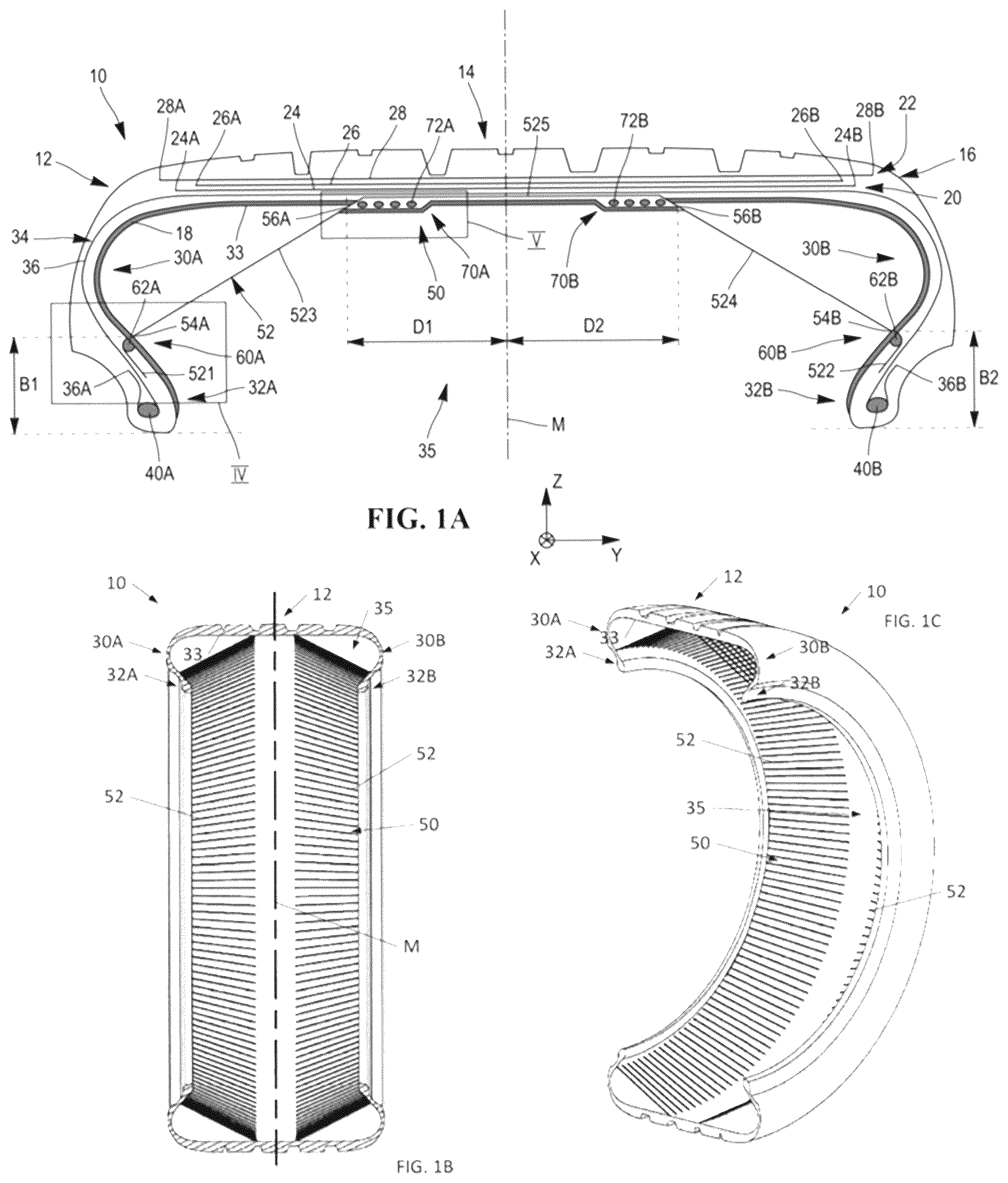 Patent US12472775 — Tire comprising a durable stiffening structure — Figure 1