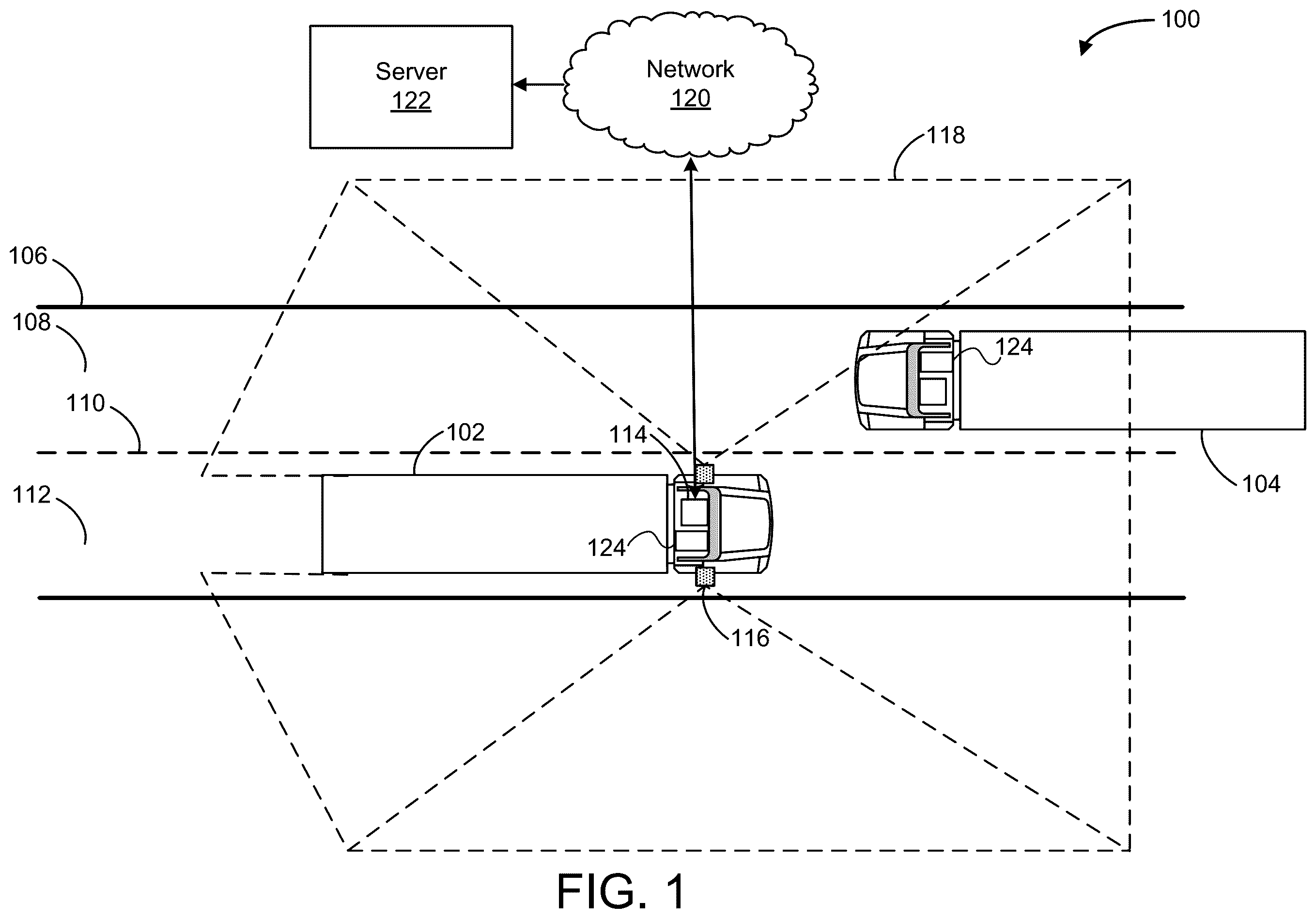 Patent US12472784 — Systems and methods of monitoring and control for trailer dynamics — Figure 1