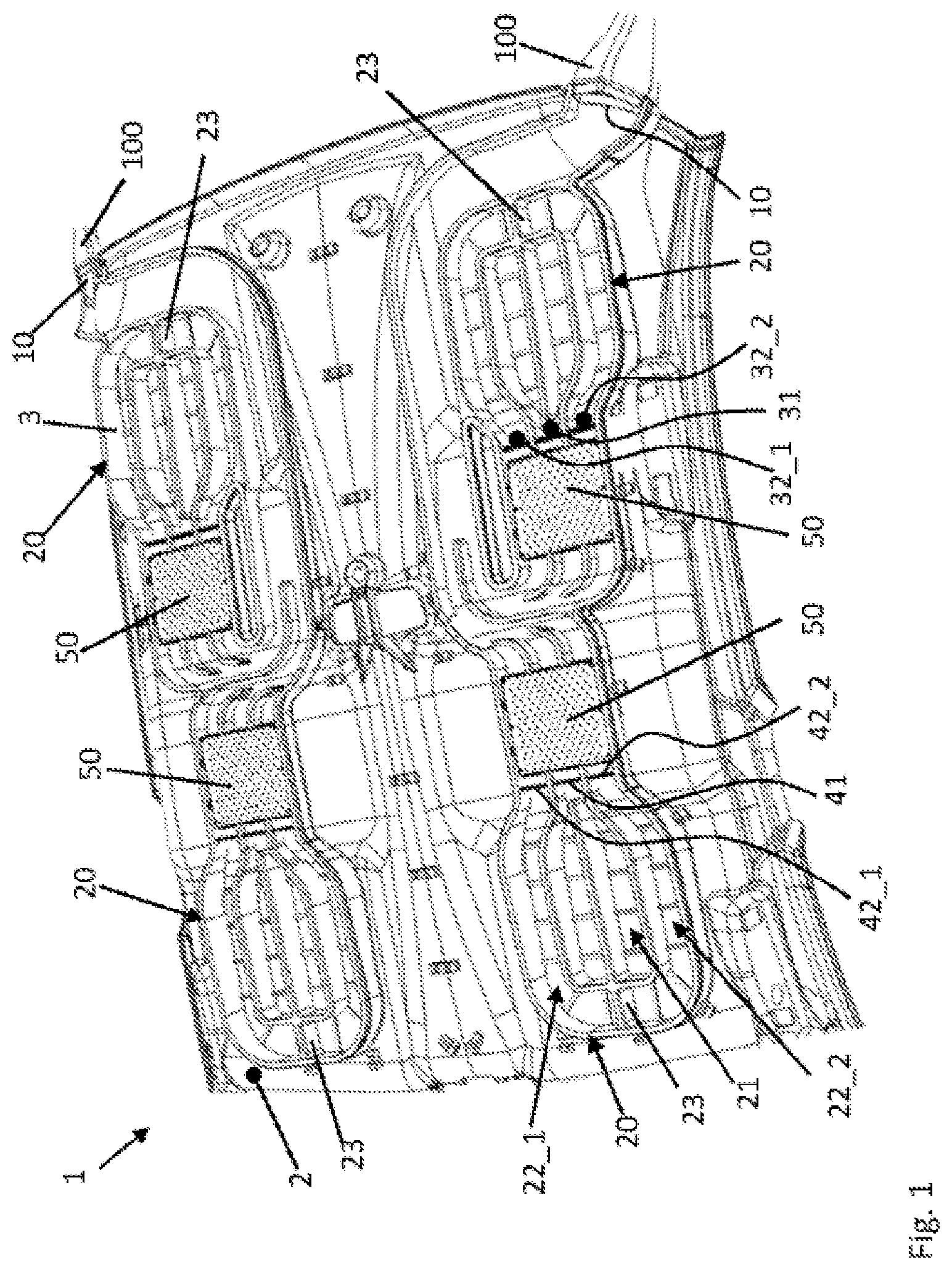 Patent US12472802 — Roof lining system for motor vehicles with air conditioning function, and motor vehicle comprising roof lining system — Figure 1