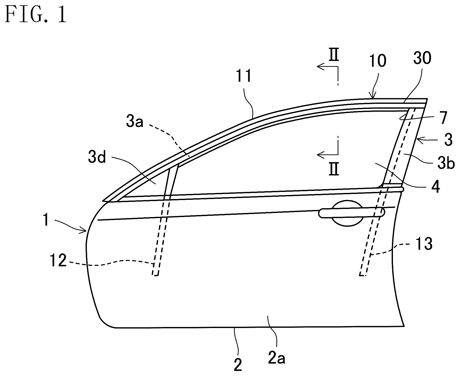Patent US12472805 Figure 1 – Glass run for automotive door