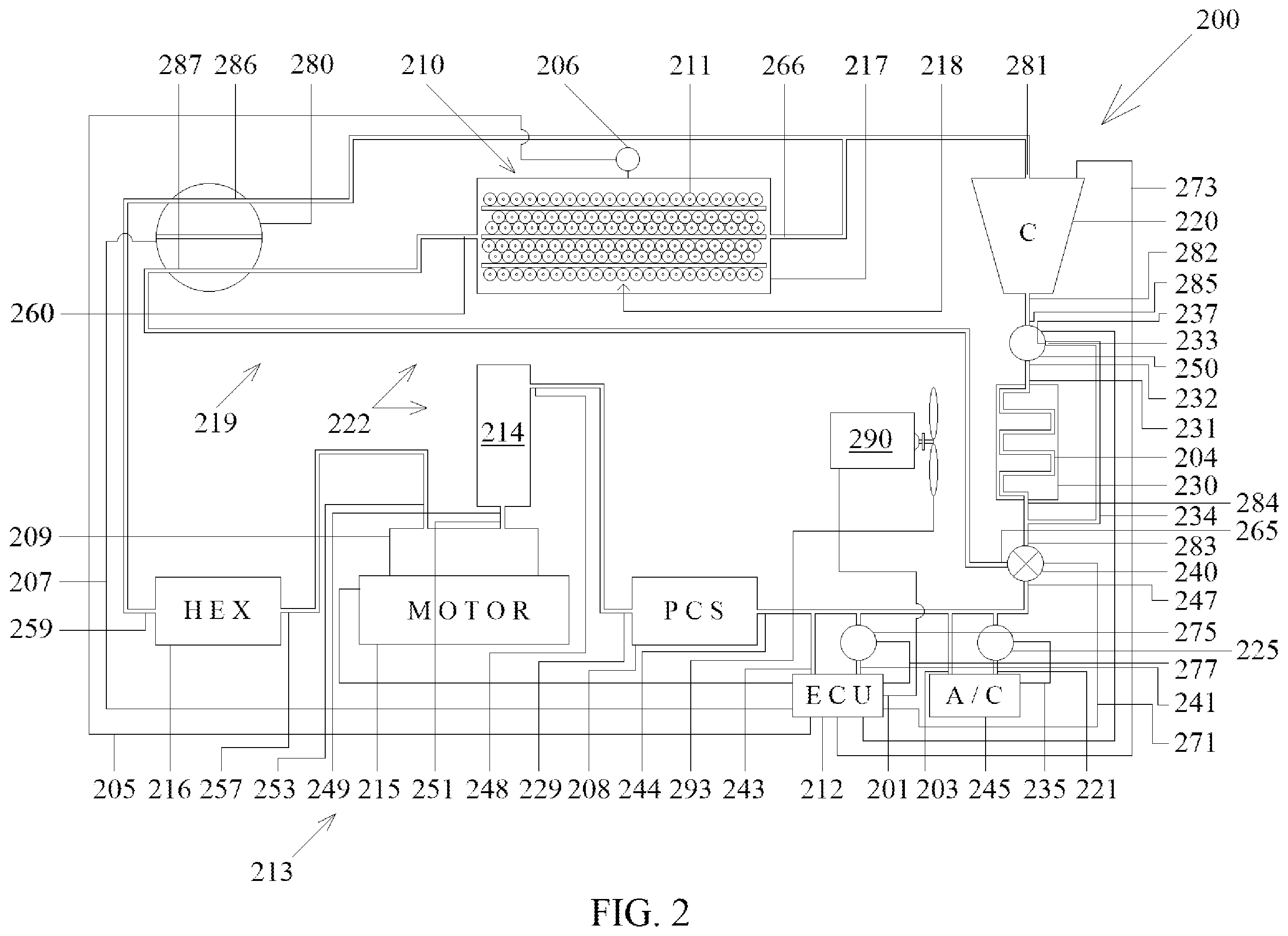 Patent US12472810 Figure 2 – Thermal management system for at least one module of an electrically powered vehicle