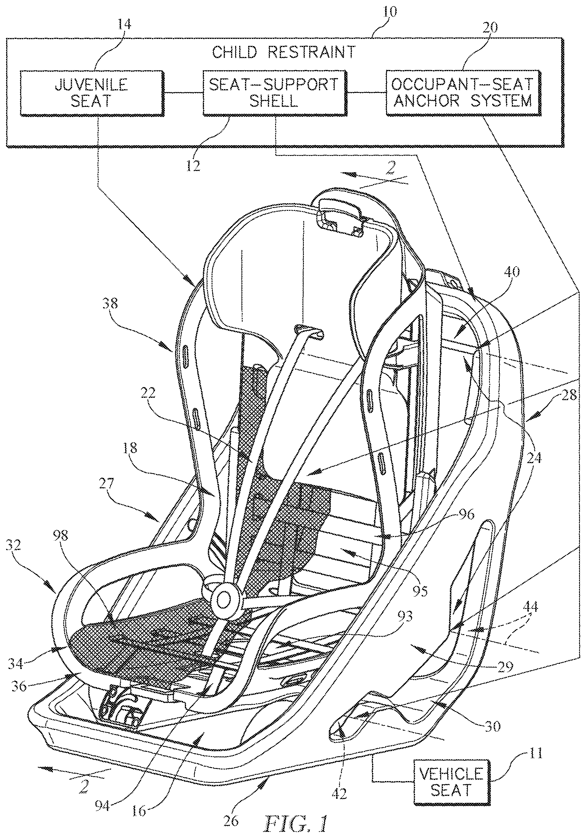 Patent US12472853 Figure 1 – Child restraint